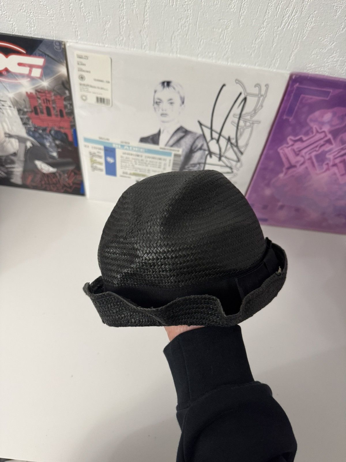 Gucci Gucci Black Woven Straw Hat Archive Luxury Avant Garde style Size ONE SIZE - 4 Thumbnail