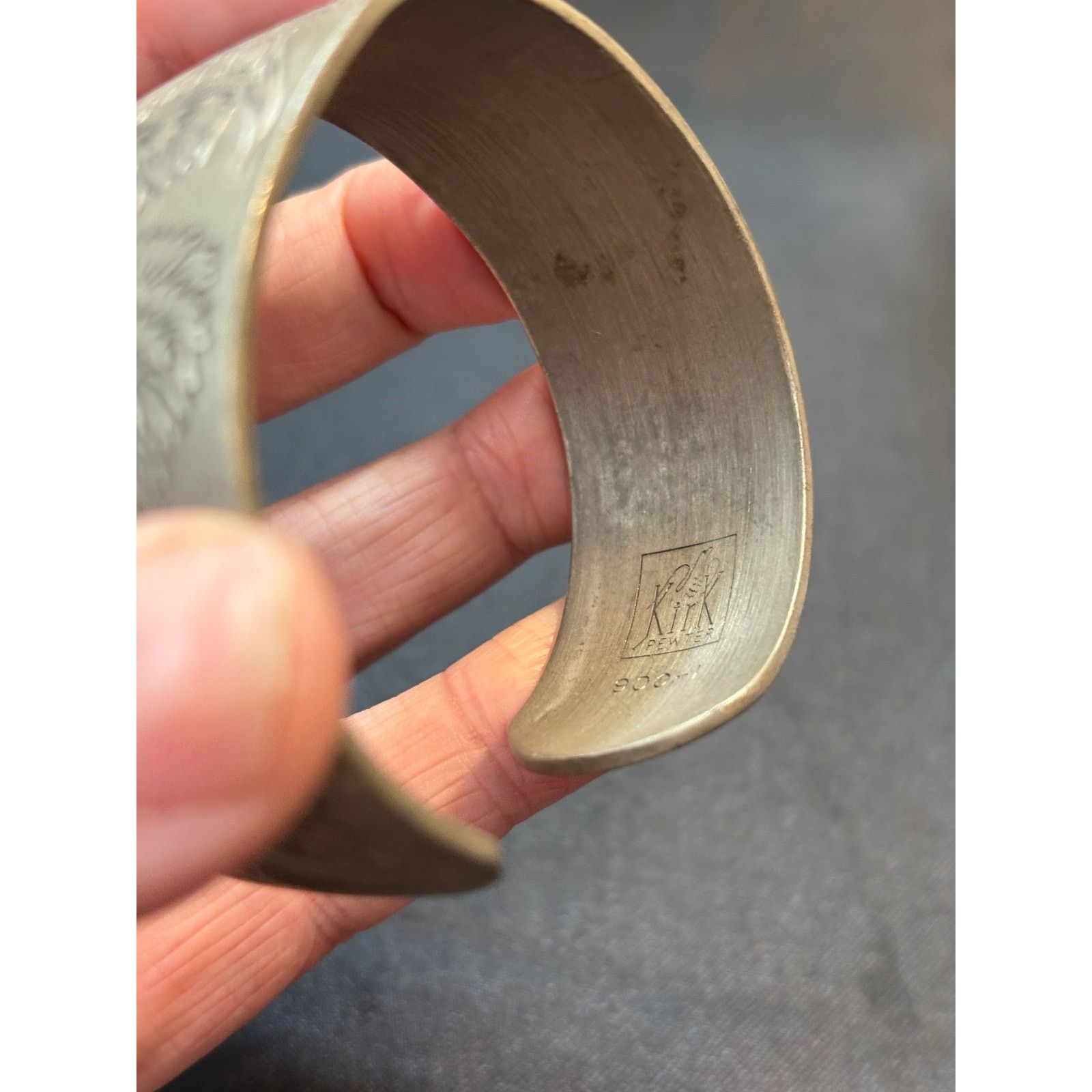 Other VTG Kirk Pewter Floral Etched Cuff Bracelet Sz 7.25” Size ONE SIZE - 7 Thumbnail