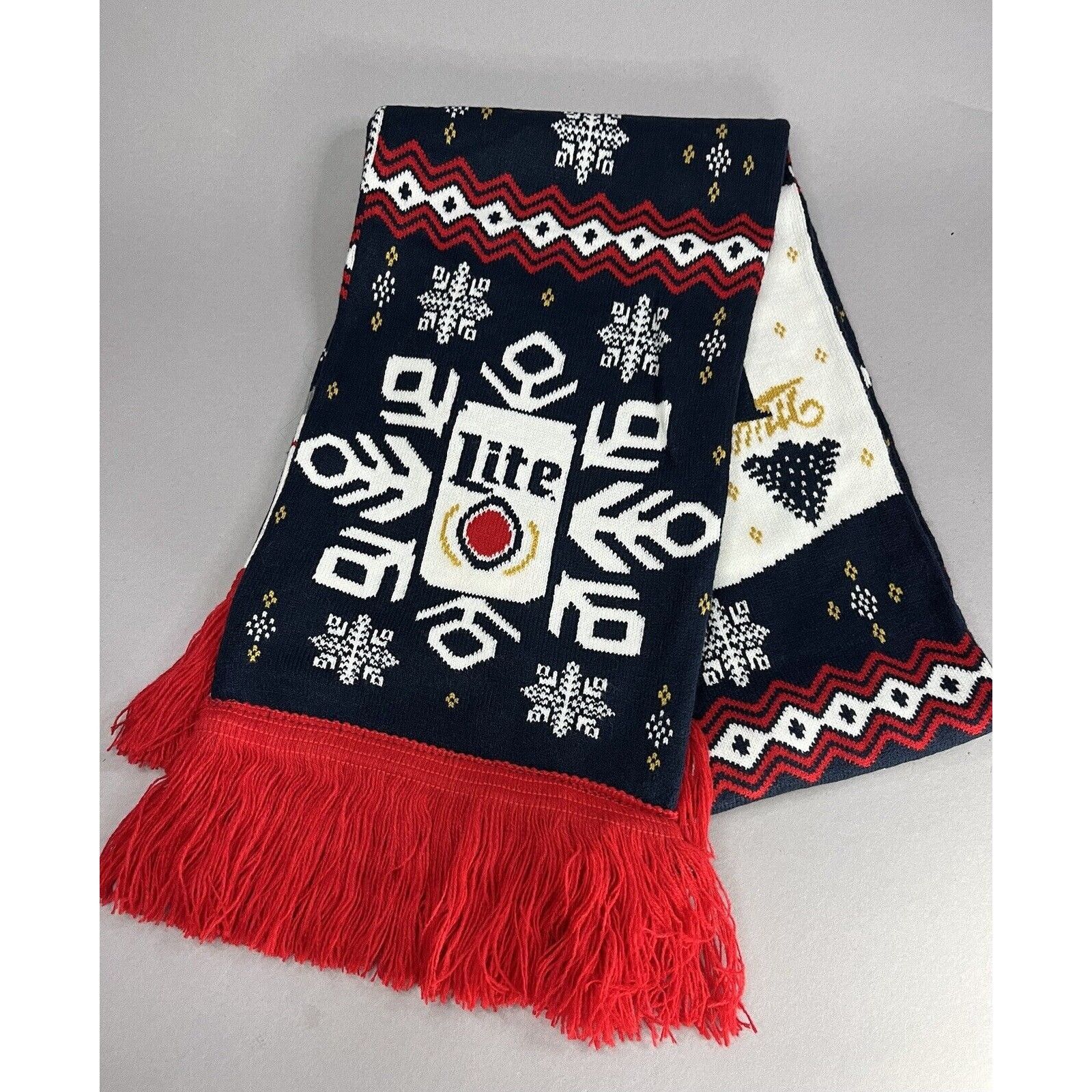 Other Miller Light Beer Knit Holiday Scarf Ugly Christmas Sweater Size ONE SIZE - 1 Thumbnail