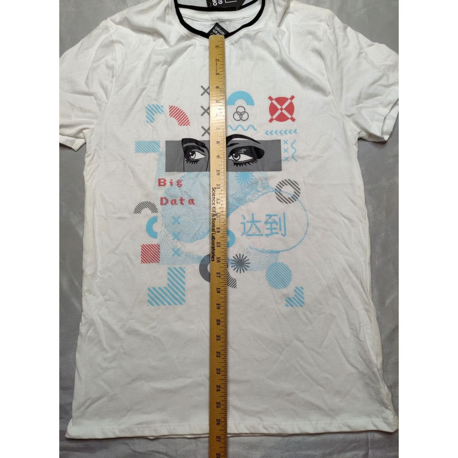 Vintage Original Gravity Men's Medium White Big Data Kanji Double-Sided Short Sleeve T-Shirt Size US M / EU 48-50 / 2 - 5 Thumbnail