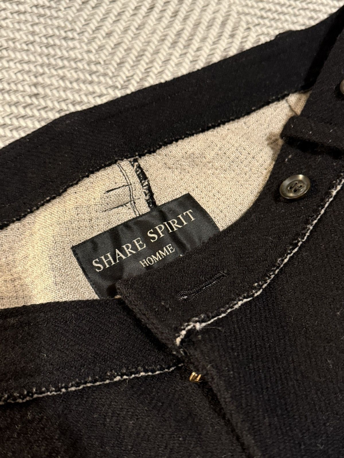 Share Spirit Homme SHARE SPIRIT HOMME FRAYED SEAM WOOL PANTS Size US 34 / EU 50 - 4 Thumbnail