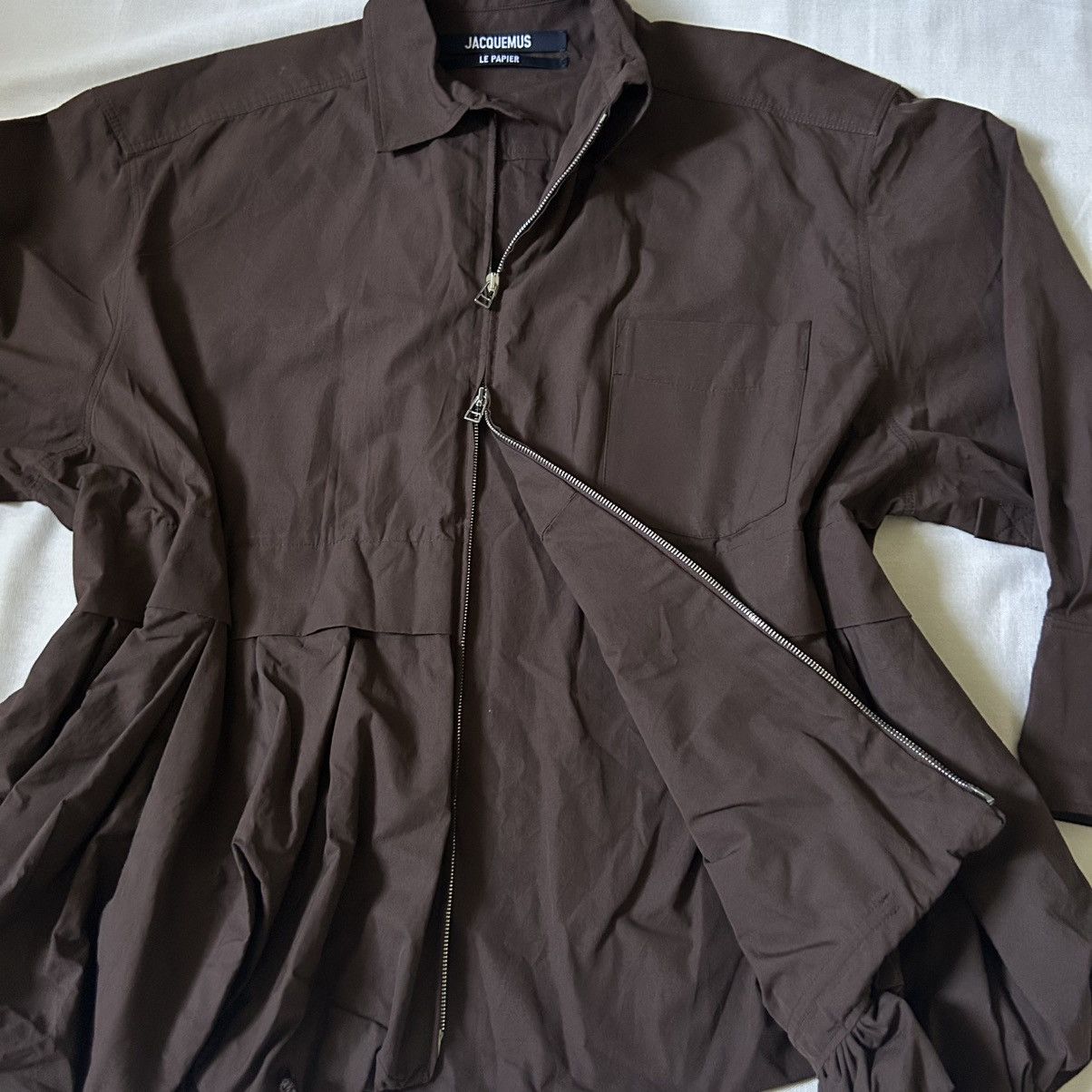 Jacquemus Jacquemus Le Papier Brown Bubble Hem Zip Jacket Size 40 Size M / US 6-8 / IT 42-44 - 3 Thumbnail