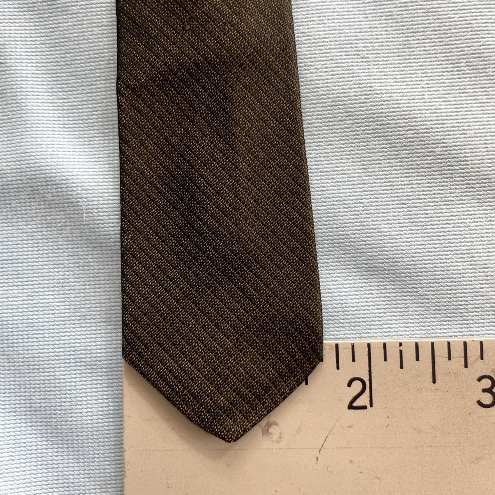 MCM VTG Julliard Skinny Tie MCM Woven Silk Slim Necktie Dark Gray Green 1.6x55 Charcoal Green, Vintage, Designer, Mens, One Size, Silk, Necktie Size ONE SIZE - 7 Thumbnail