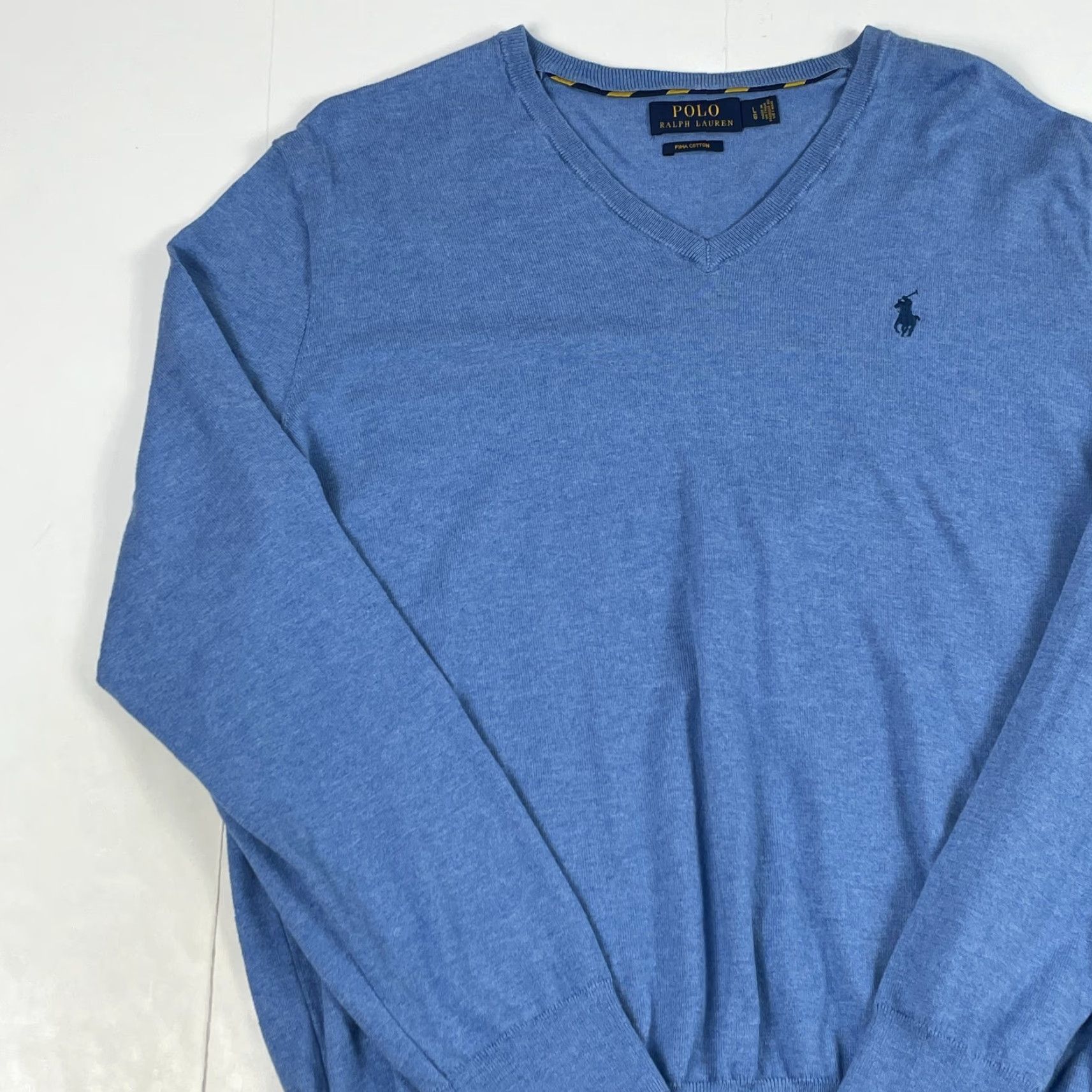 Polo Ralph Lauren Polo Ralph Lauren Sweater Mens Large Blue V Neck Pullover Knit Logo Pony Golf Casual Size US L / EU 52-54 / 3 - 2 Thumbnail