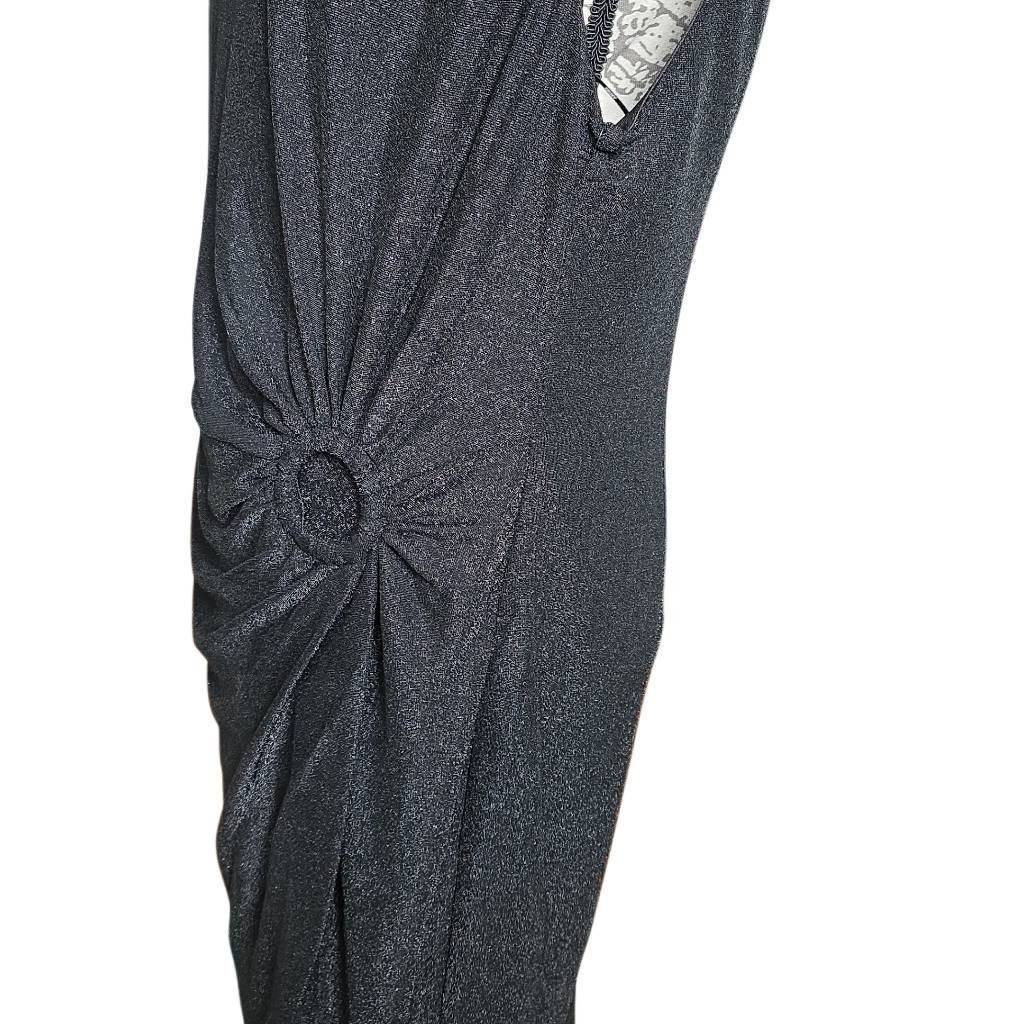 DKNY DKNY Women's Size 14 Black Shimmer Ruched Midi Length Dress Size XL / US 12-14 / IT 48-50 - 2 Thumbnail