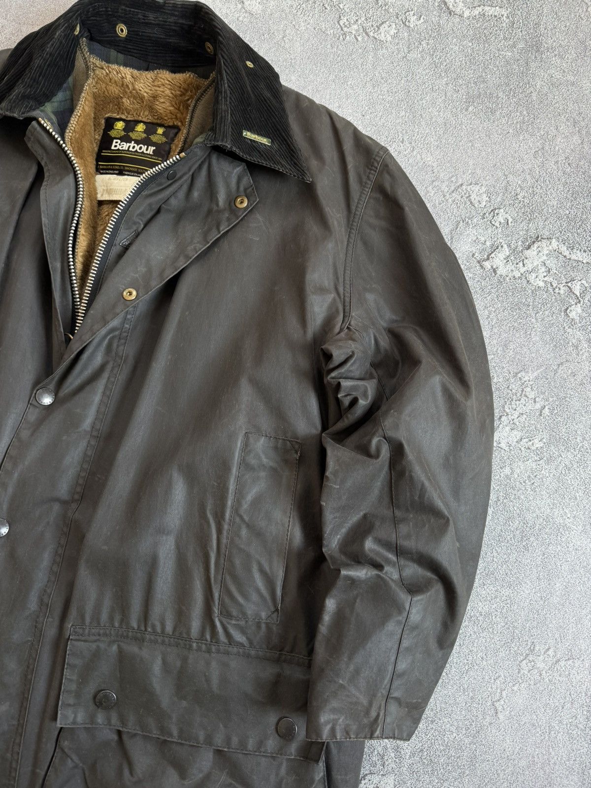 Barbour × Vintage Barbour A206 Border C48/112cm jacket + lining coat waxed wax Size US XL / EU 56 / 4 - 5 Thumbnail