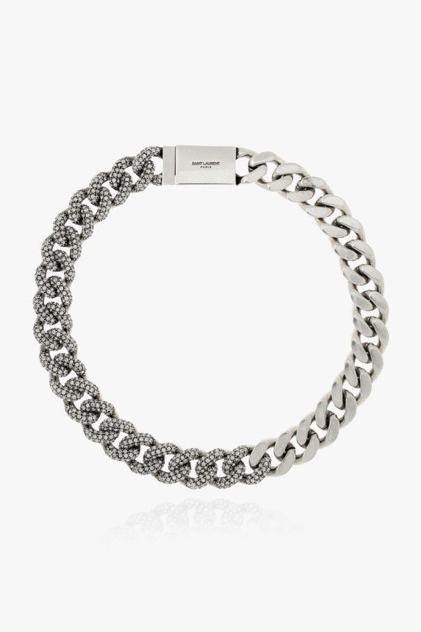 Saint Laurent Paris o1b1hav111124 Size: L / Rhinestone Chain Necklace in Silver Size ONE SIZE - 1 Thumbnail