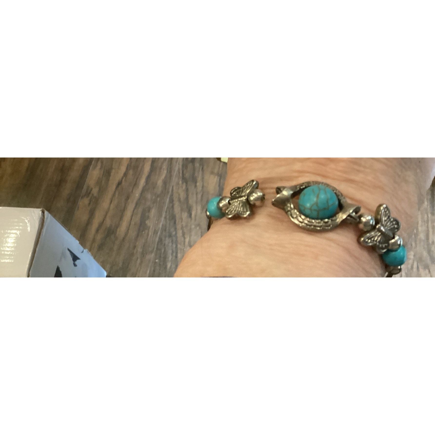 Other Handcrafted Turquoise & Silver-tone Butterfly Charm Bracelet Size ONE SIZE - 6 Thumbnail