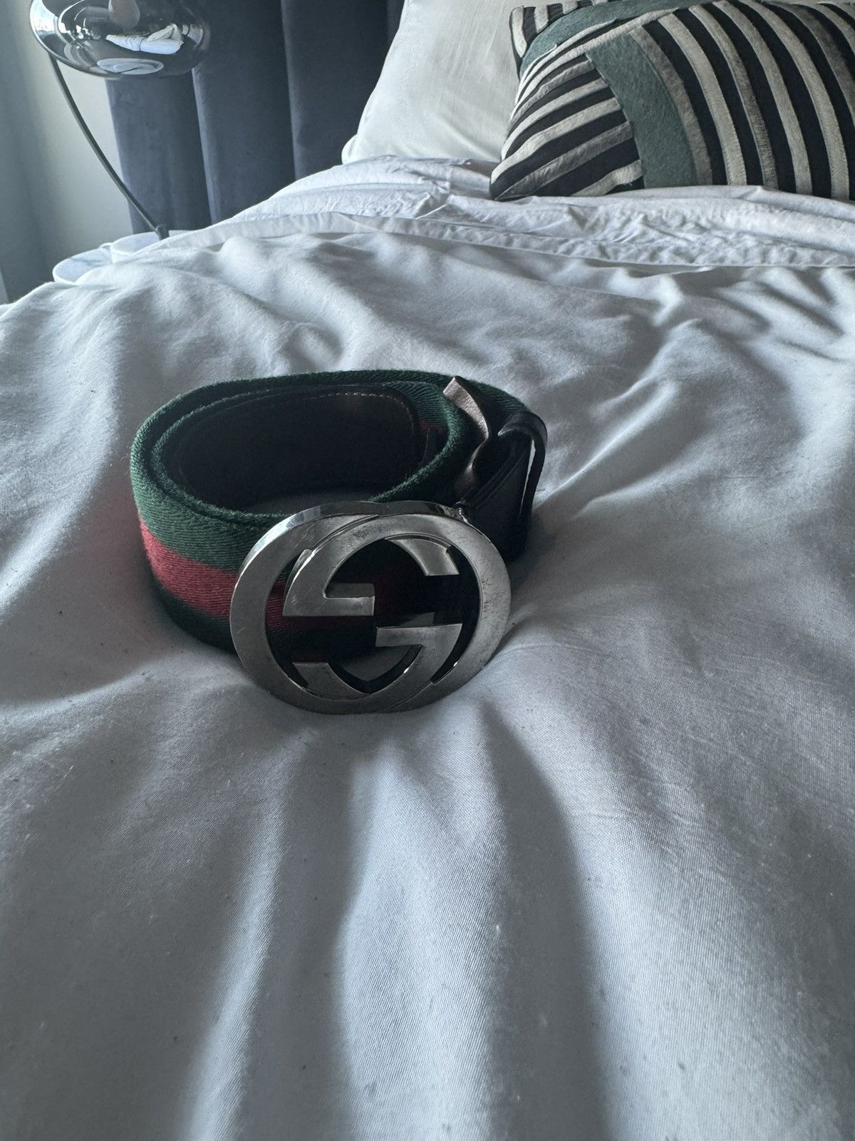 Gucci Gucci GG Green and Red Canvas Belt Size ONE SIZE - 1 Thumbnail