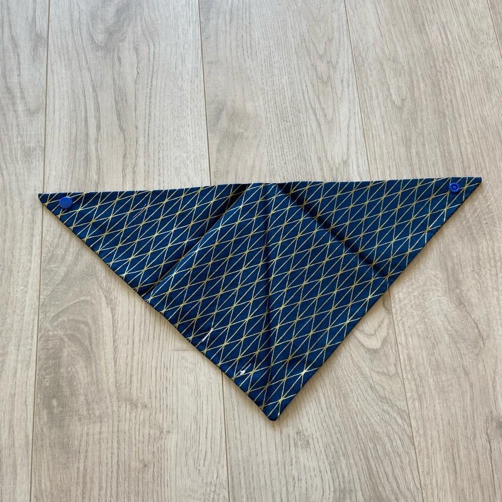 Designer Paw Heaven Co Blue and Gold Dog Bandana Size ONE SIZE - 5 Thumbnail