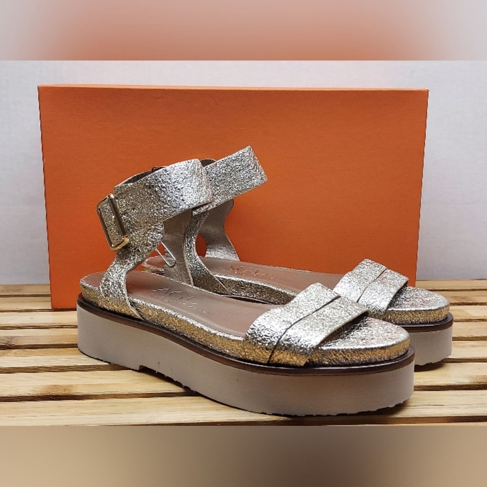 AGL AGL Womens Platinum Quarter Strap Platform Sandal Size 36(6) Size US 6 / IT 36 - 2 Thumbnail