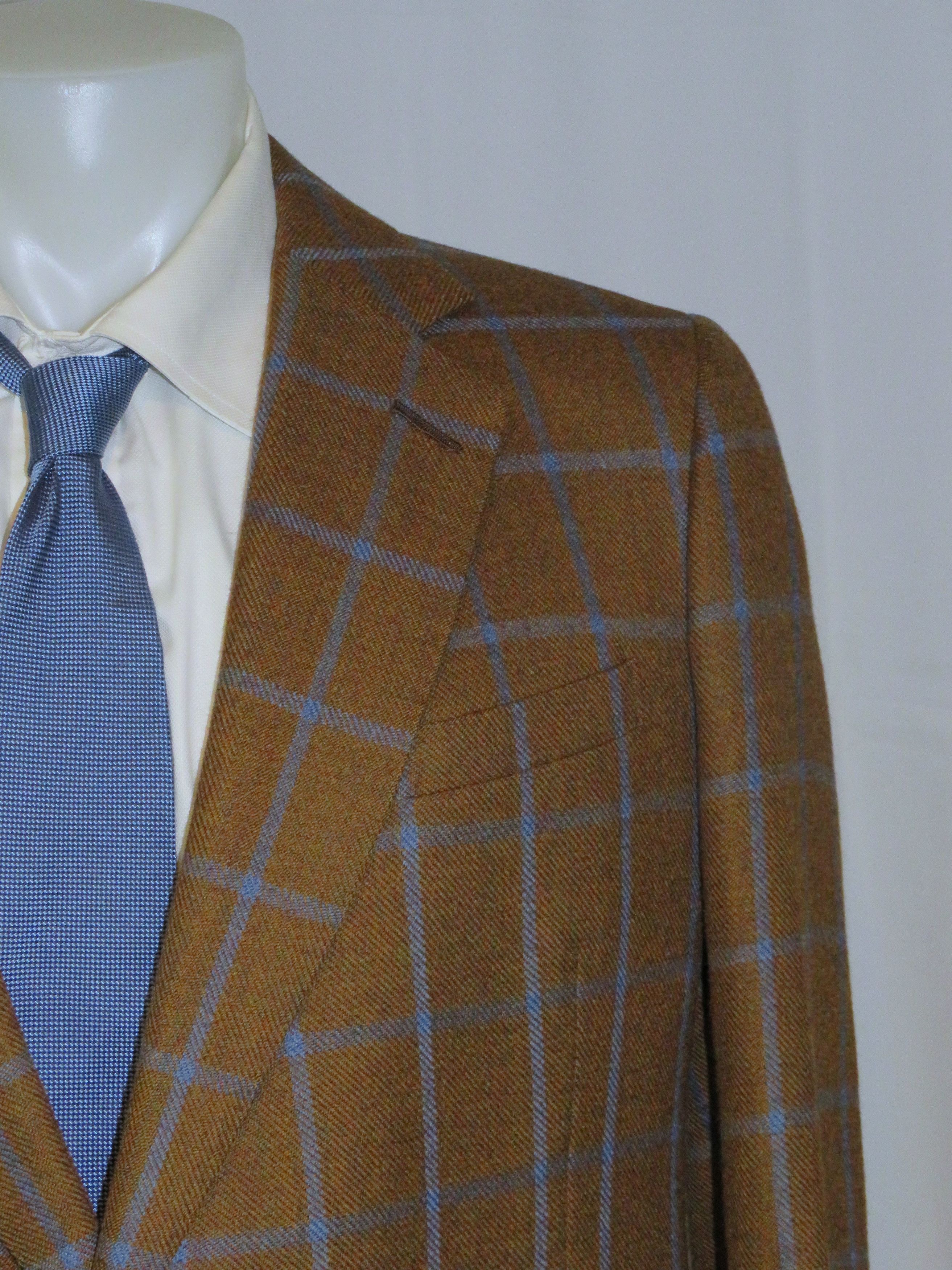 Savile Row B. Burstow Brown Windowpane Plaid Two Button Sport Coat 40L Size 40L - 3 Thumbnail