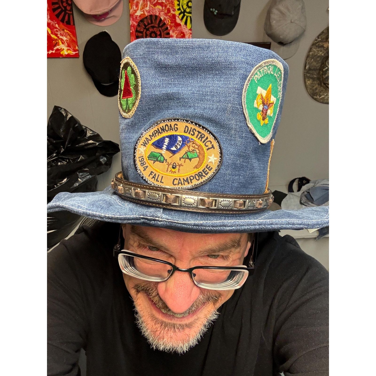 Other Upcycled Denim Wide Brim Hat XL 24” – Vintage Scout Patch Size ONE SIZE - 8 Thumbnail