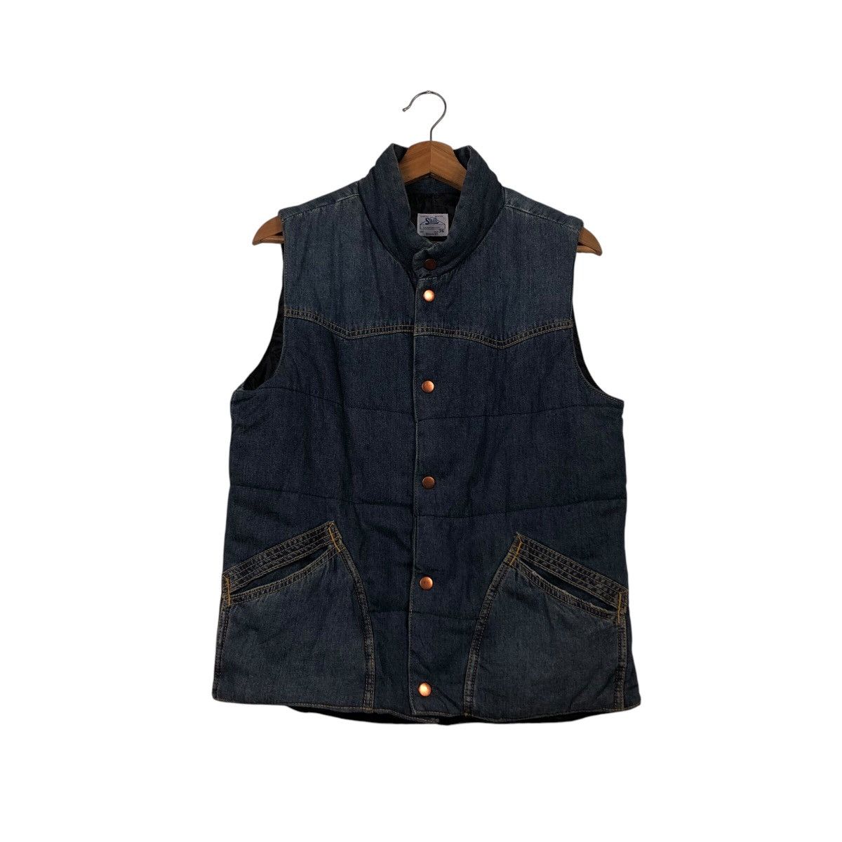 Japanese Brand Classic USA-Made Work Vest — Sanforized Denim Copper Buttons Size US M / EU 48-50 / 2 - 2 Thumbnail