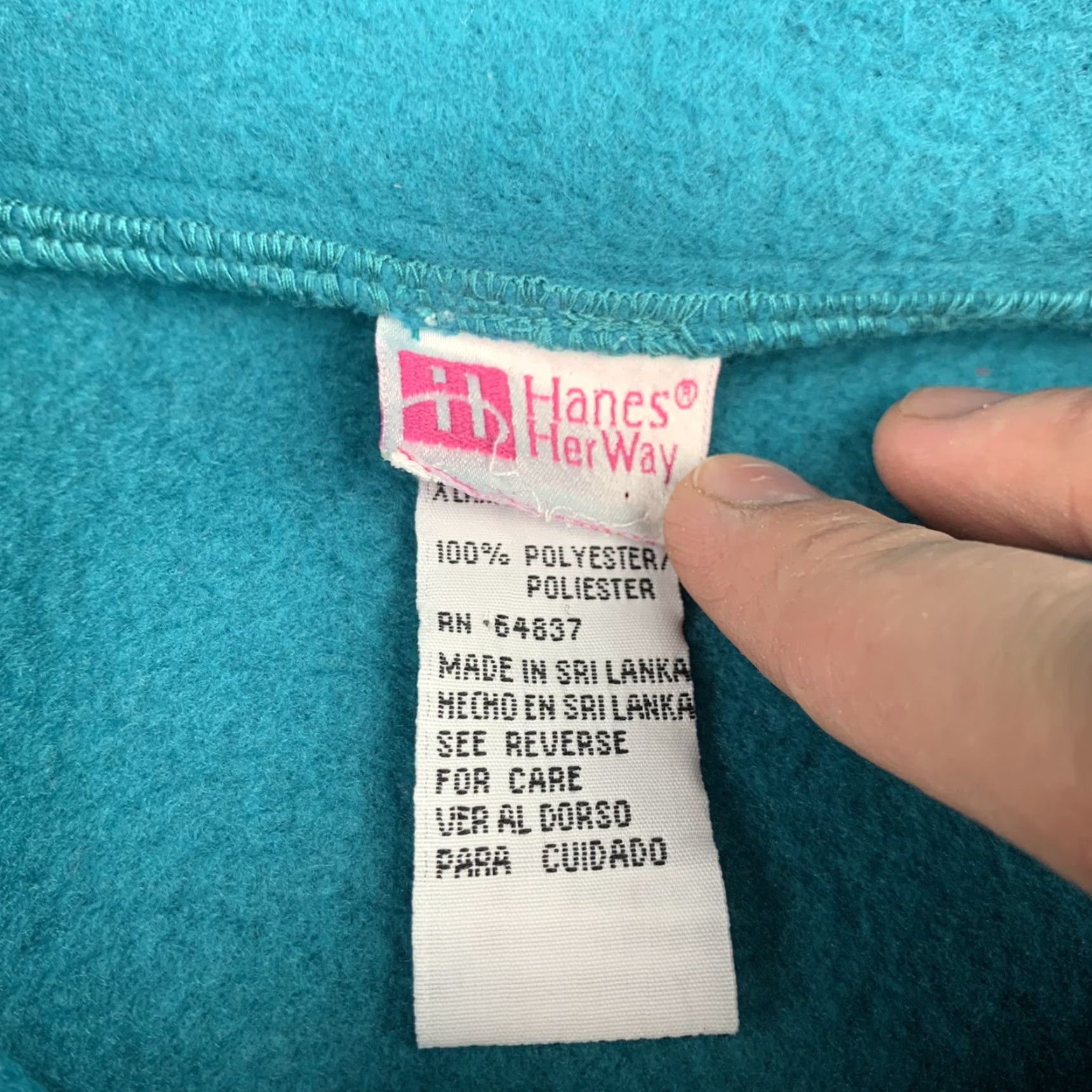 Hanes VINTAGE Hanes Her Way Fleece Jacket Womens XL Black Teal Pullover 90s Athletic Dept Zip Womens Size XL / US 12-14 / IT 48-50 - 3 Thumbnail
