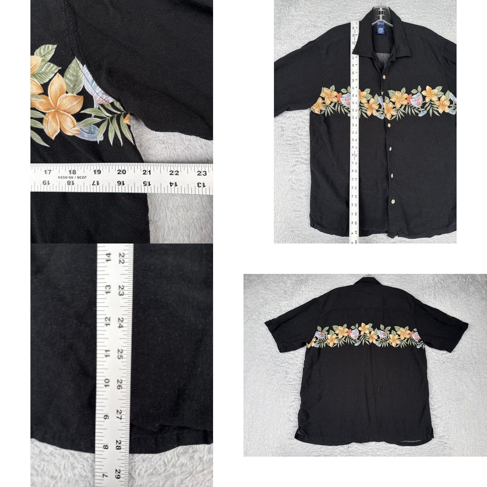 Basic Editions Basic Editions Shirt Men Medium Black Floral Cocktail 100% Rayon Hawaiian Button Size US M / EU 48-50 / 2 - 8 Thumbnail