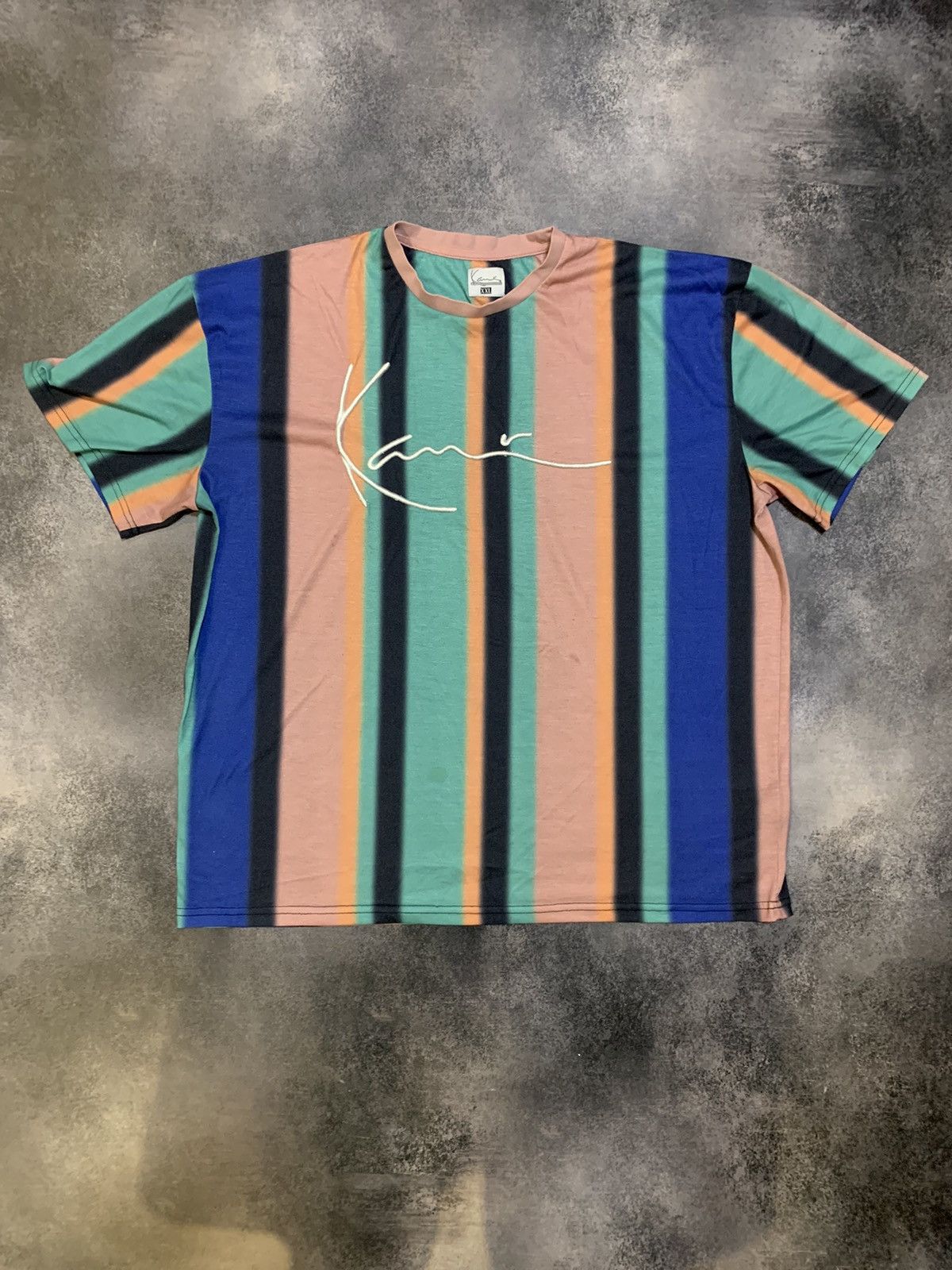 Karl Kani × Rap Tees × Vintage Vintage Karl Kani Embroidered Logo Striped T-shirt Rap Y2K Size US XXL / EU 58 / 5 - 1 Thumbnail