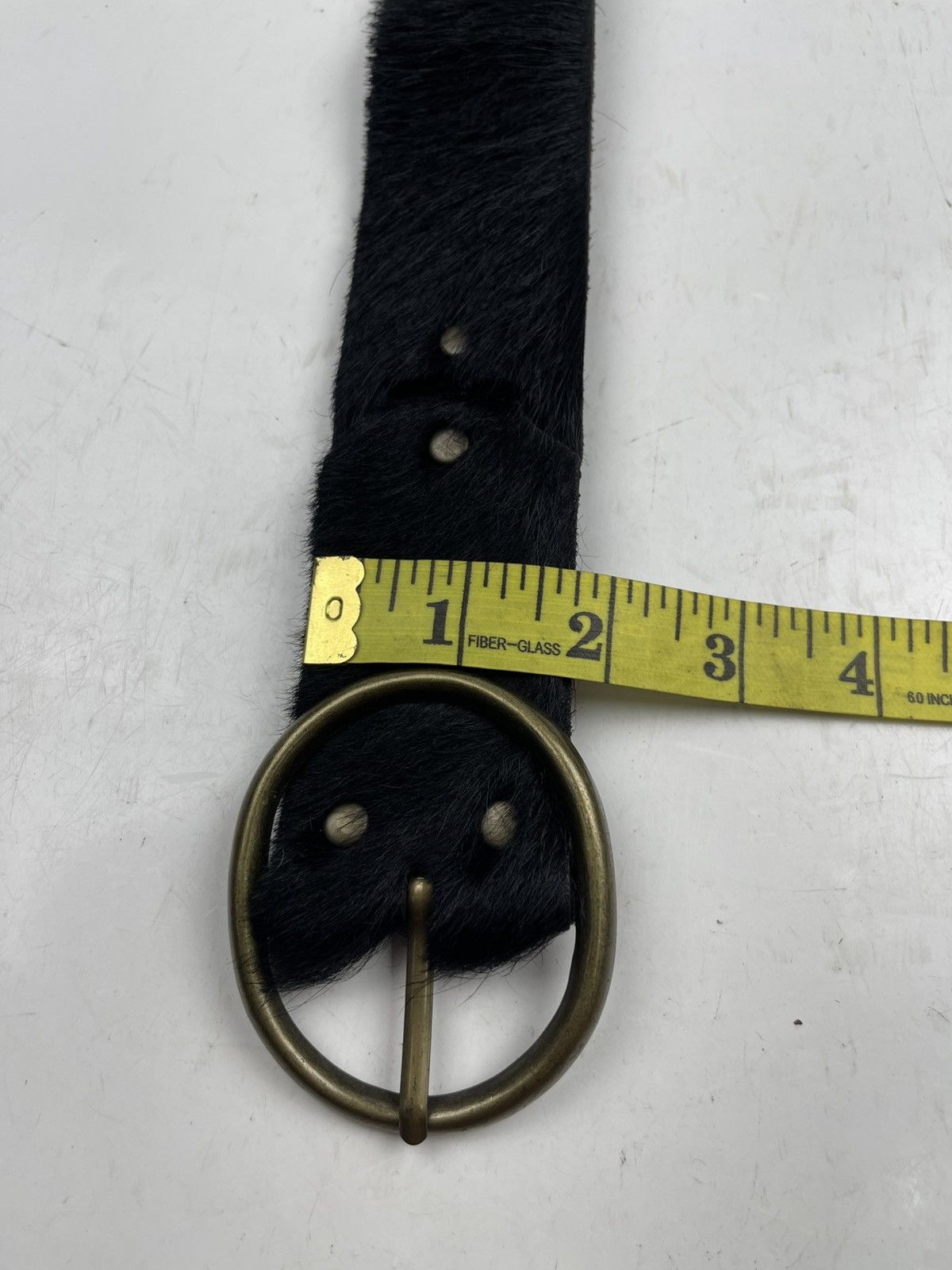 Japanese Brand very rare studded leather belt with fur tc34 Size 36 - 7 Thumbnail
