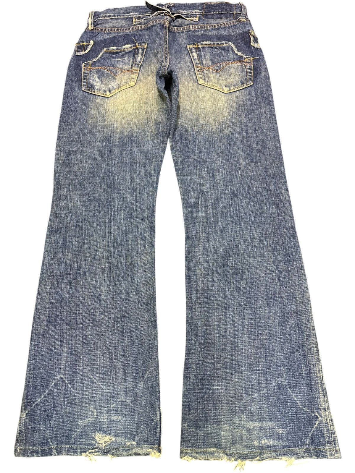 Edwin Vintage Japanese Selvedge Buckle Back Distress Flare Jeans Size 28" / US 6 / IT 42 - 2 Thumbnail