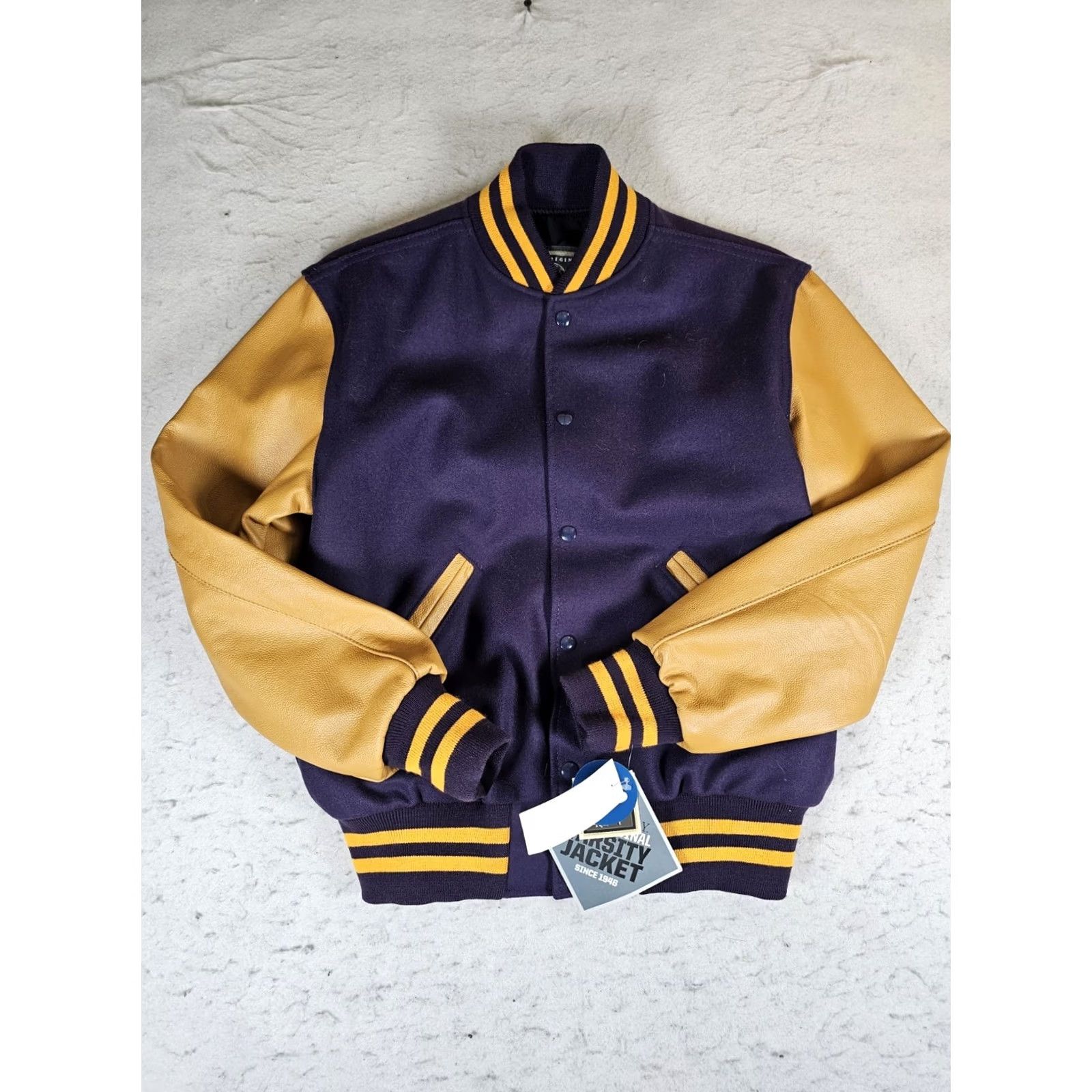 Holloway VINTAGE Holloway The Original Varsity Jacket Purple Yellow Wool & Leather Mens Sz S Size US S / EU 44-46 / 1 - 2 Thumbnail