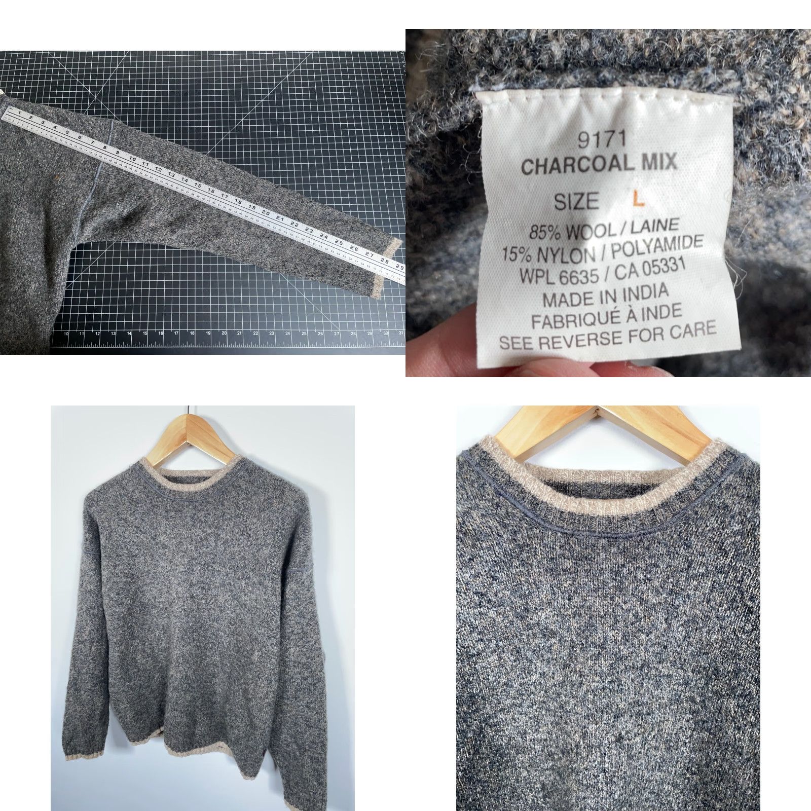 Vintage Woolrich Wool Blend Sweater Men's Large Charcoal Gray Crewneck Midweight Sweater Size US L / EU 52-54 / 3 - 8 Thumbnail
