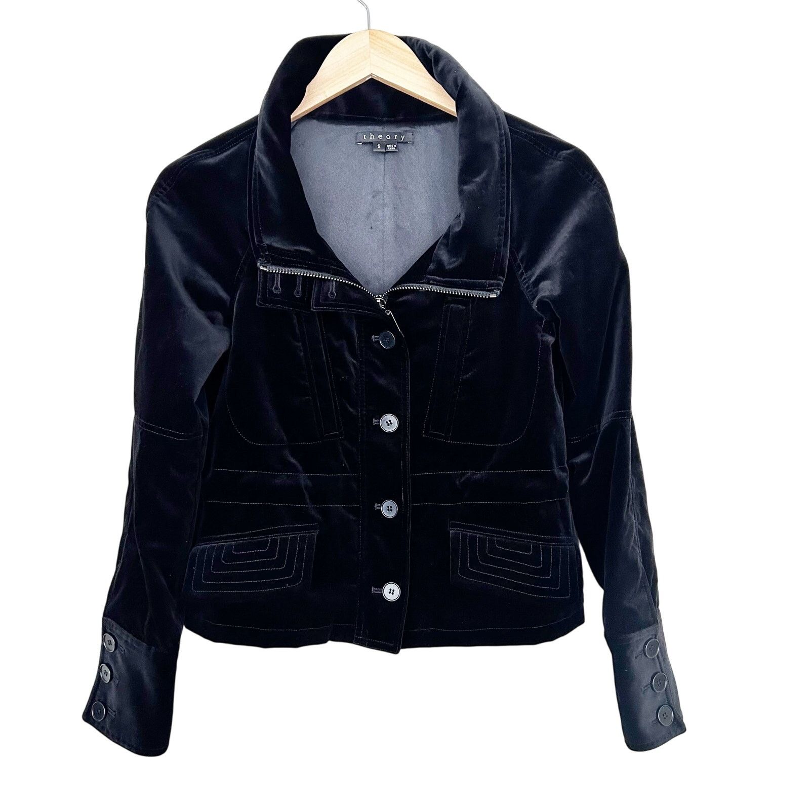Theory Theory Black Velour Therese WB Blazer Sz S Size S / US 4 / IT 40 - 1 Thumbnail