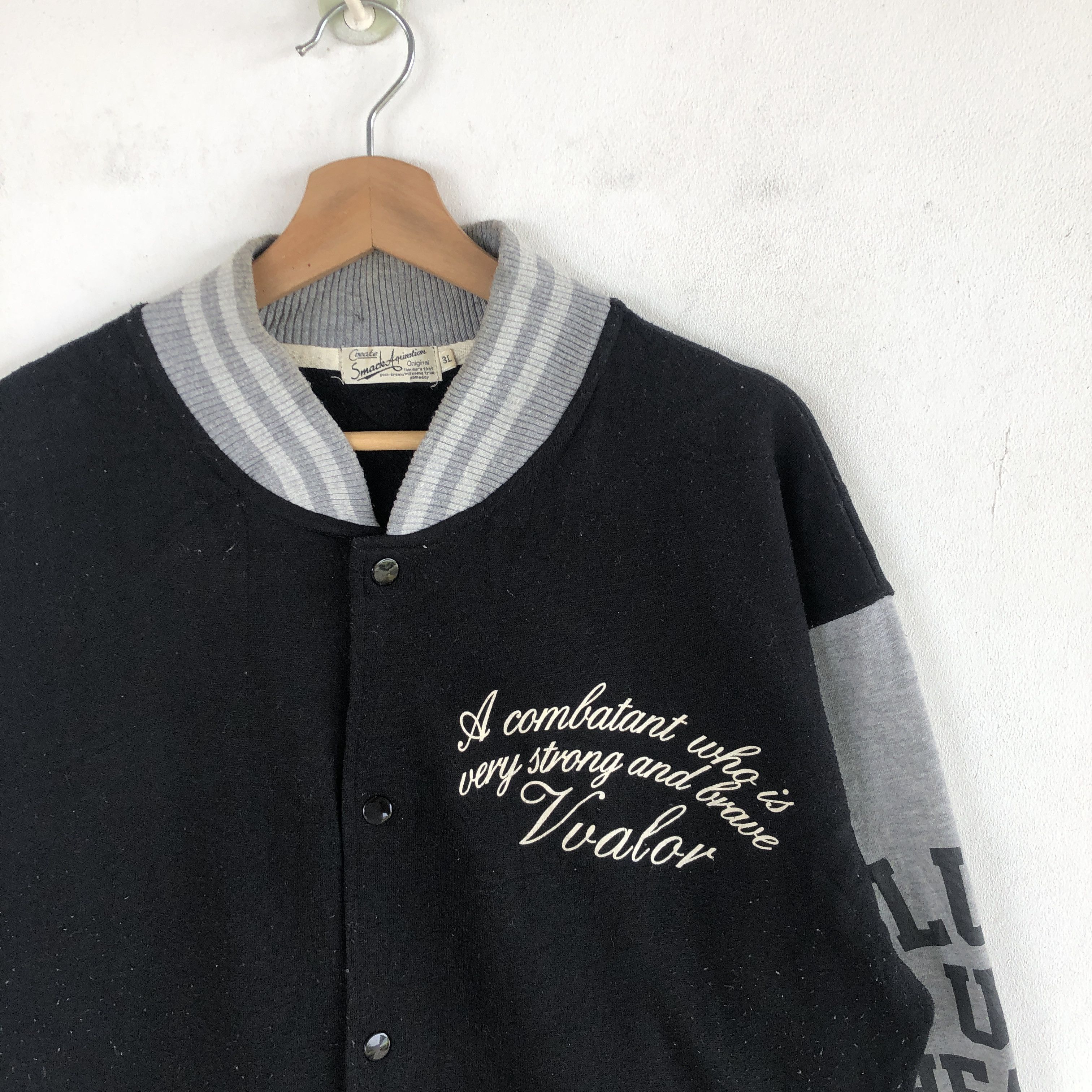 Japanese Brand × Vintage Vintage Y2K Japanese Humor Varsity Sweater Button Sweatshirt Size US L / EU 52-54 / 3 - 6 Thumbnail