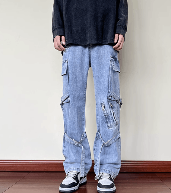 Japanese Brand × Vintage High street men's straight slim fit zippered cargo jeans Size US 32 / EU 48 - 1 Thumbnail