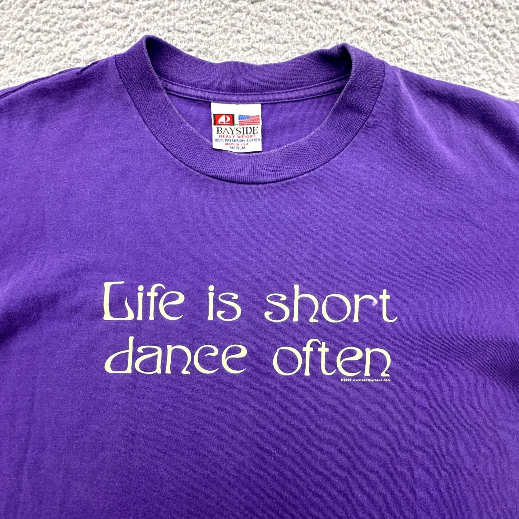Vintage VINTAGE Bayside Mens M Purple T Shirt USA Made Dance Often Logo Solid Short Sleeve Crew Neck Size US M / EU 48-50 / 2 - 6 Thumbnail