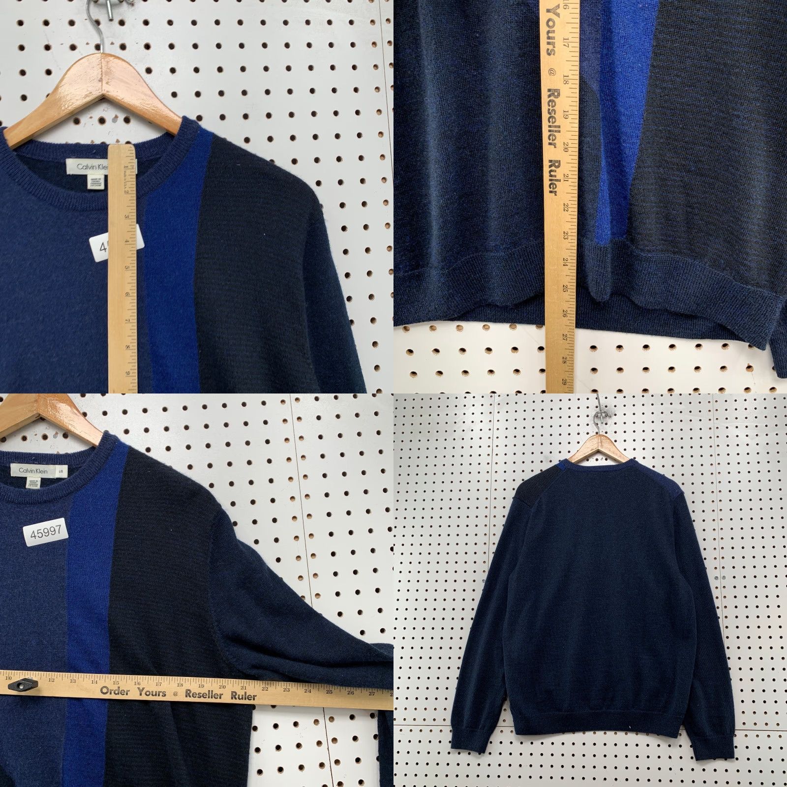 Calvin Klein Calvin Klein Mens Large Blue Merino Wool Lightweight Casual Sweater Wool Blend Knit Pullover Crew Neck Long Sleeve Solid 60s? Size US L / EU 52-54 / 3 - 8 Thumbnail