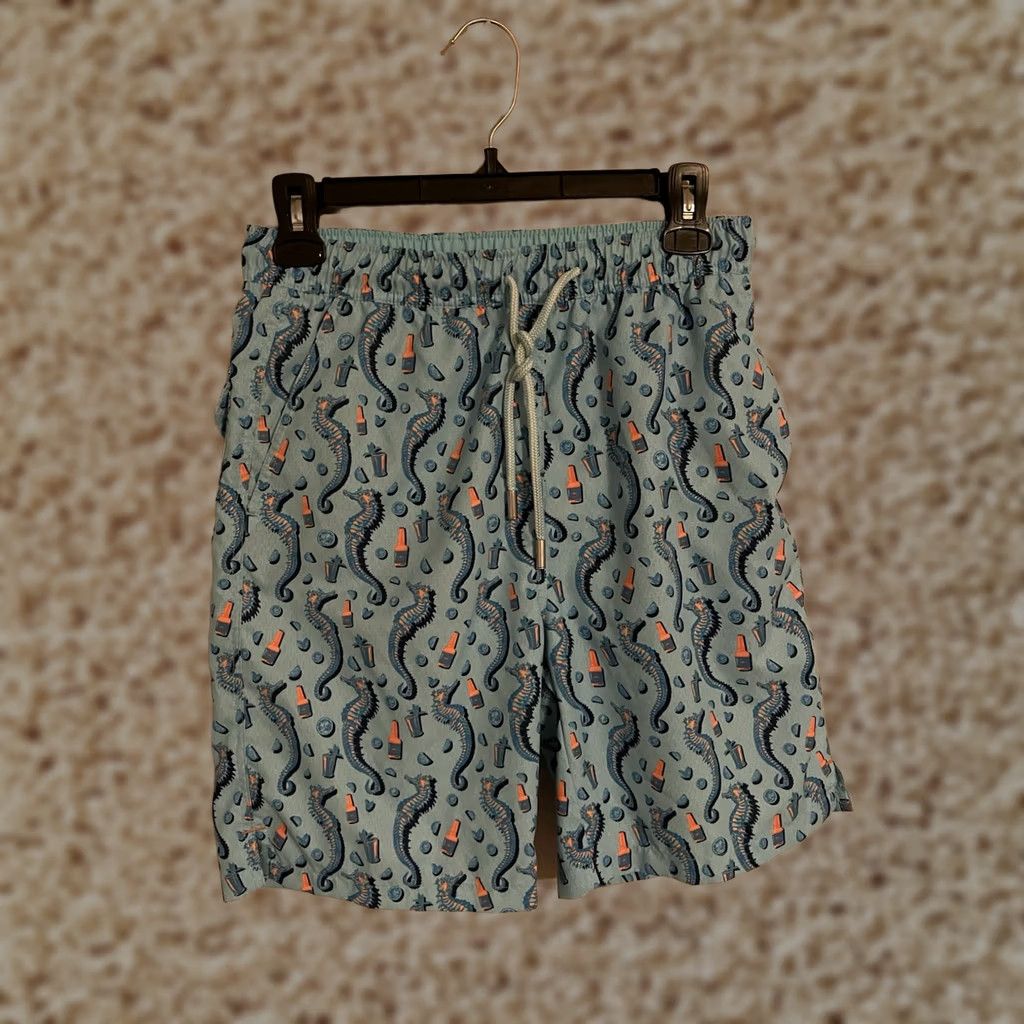 Peter Millar VINTAGE Peter Millar Seaside Collection Swim Trunks Seahorses Lined 8" Men's Small Blue Trunks Mens Small Swim Bottoms 8" inseam Size 36R - 1 Thumbnail