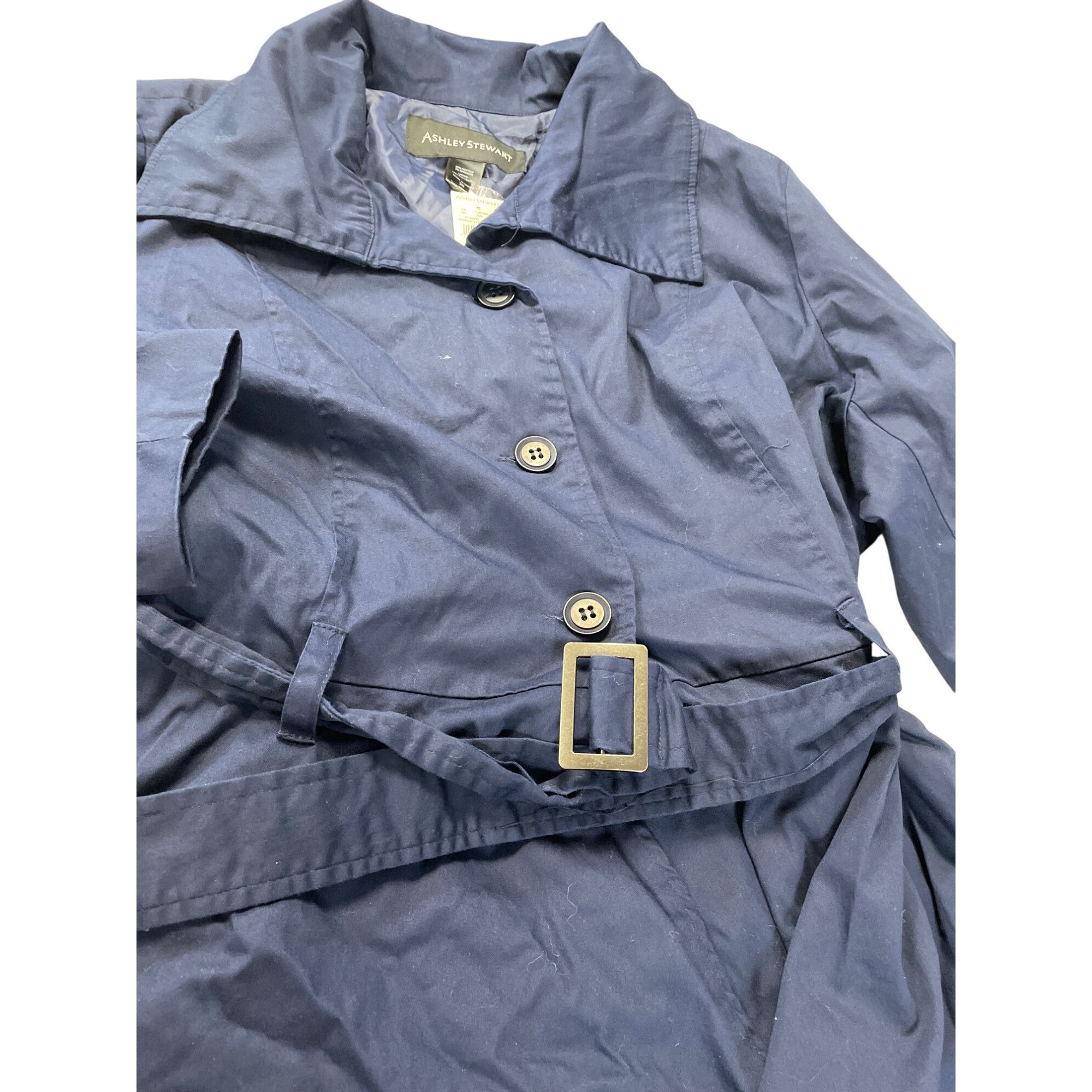 Other Ashley Stewart Womens Navy Blue trench peacock Coat Size 26 Size 4XL / US 24-26 - 5 Thumbnail