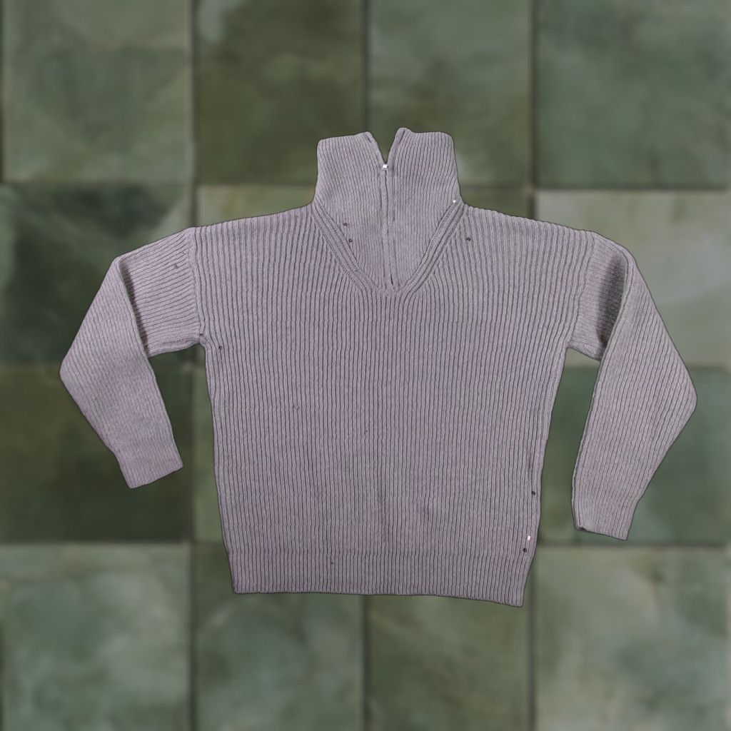 Vintage MISSLOOK Sweater Womens M Gray Funnel Neck Half Zip Ribbed Chunky Pullover Size M / US 6-8 / IT 42-44 - 1 Thumbnail