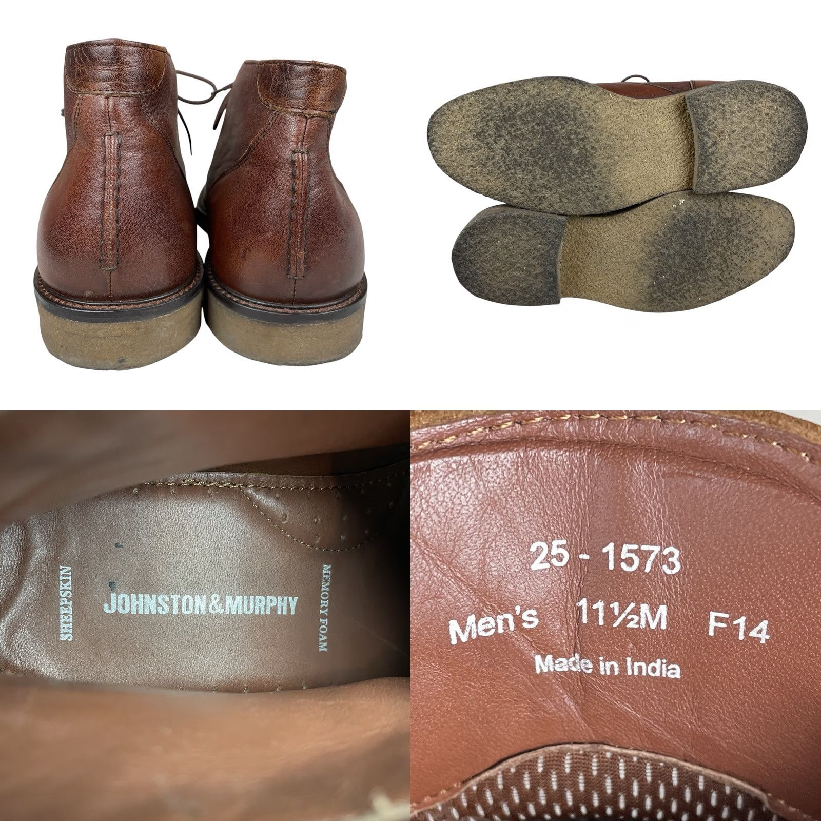 Johnston & Murphy Boots Mens Size 8.5M Brown Leather Chukka Ankle Casual Comfort Johnston & Murphy Brown Leather Mens Hiking Boots Size 12 M main image 3