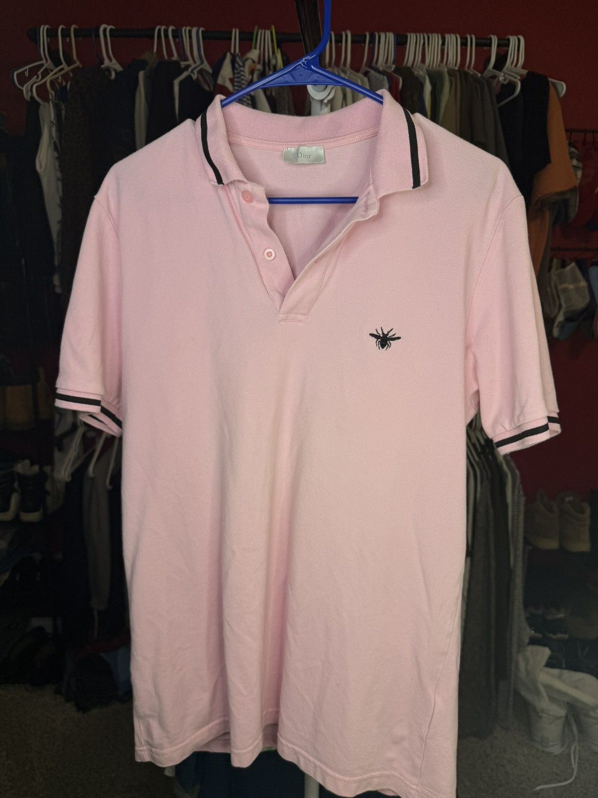 Dior × Hedi Slimane Dior Homme SS06 Neon Pink Glitter Polo | Grailed
