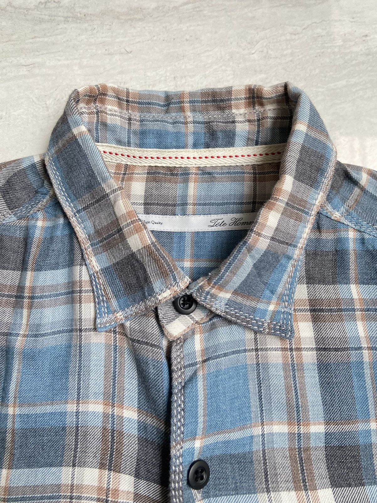 Issey Miyake × Japanese Brand × Tete Homme TETE HOMME Blue Plaid Shirt Size US S / EU 44-46 / 1 - 5 Thumbnail