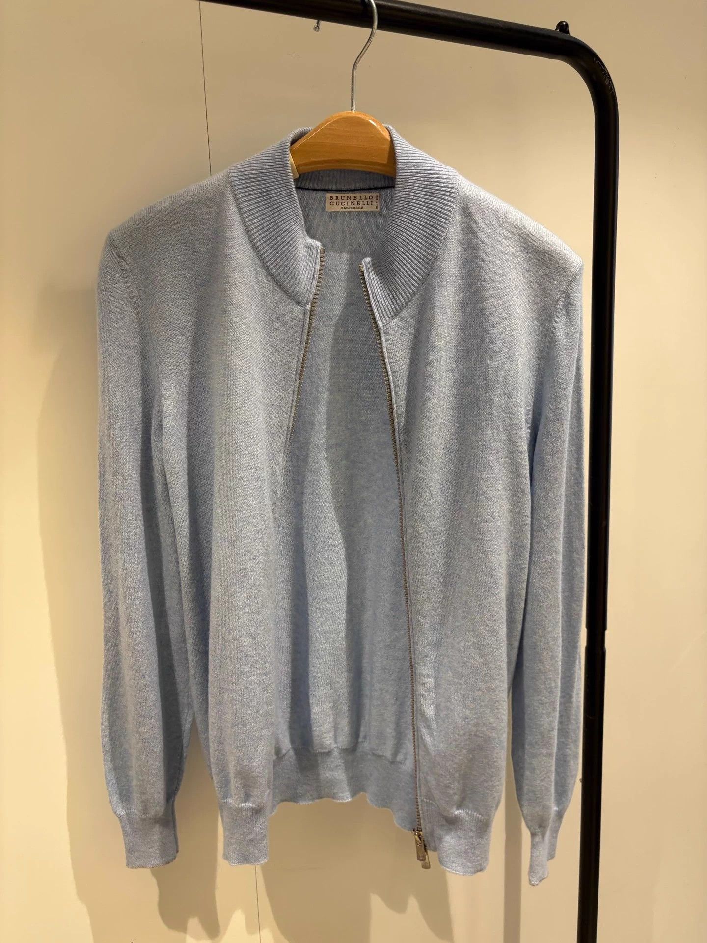 Brunello Cucinelli Brunello Cucinelli Lt. Blue Cashmere Zip Sweater 12Y (A) DS Size XXS / US 00 / IT 34 - 6 Thumbnail
