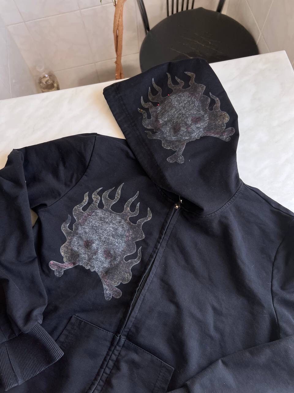 Christian Audigier × Ed Hardy × Vintage Vintage Ed Hardy Zip Hoodie Womens Sweatshirt Skull Flame Size US M / EU 48-50 / 2 - 2 Thumbnail