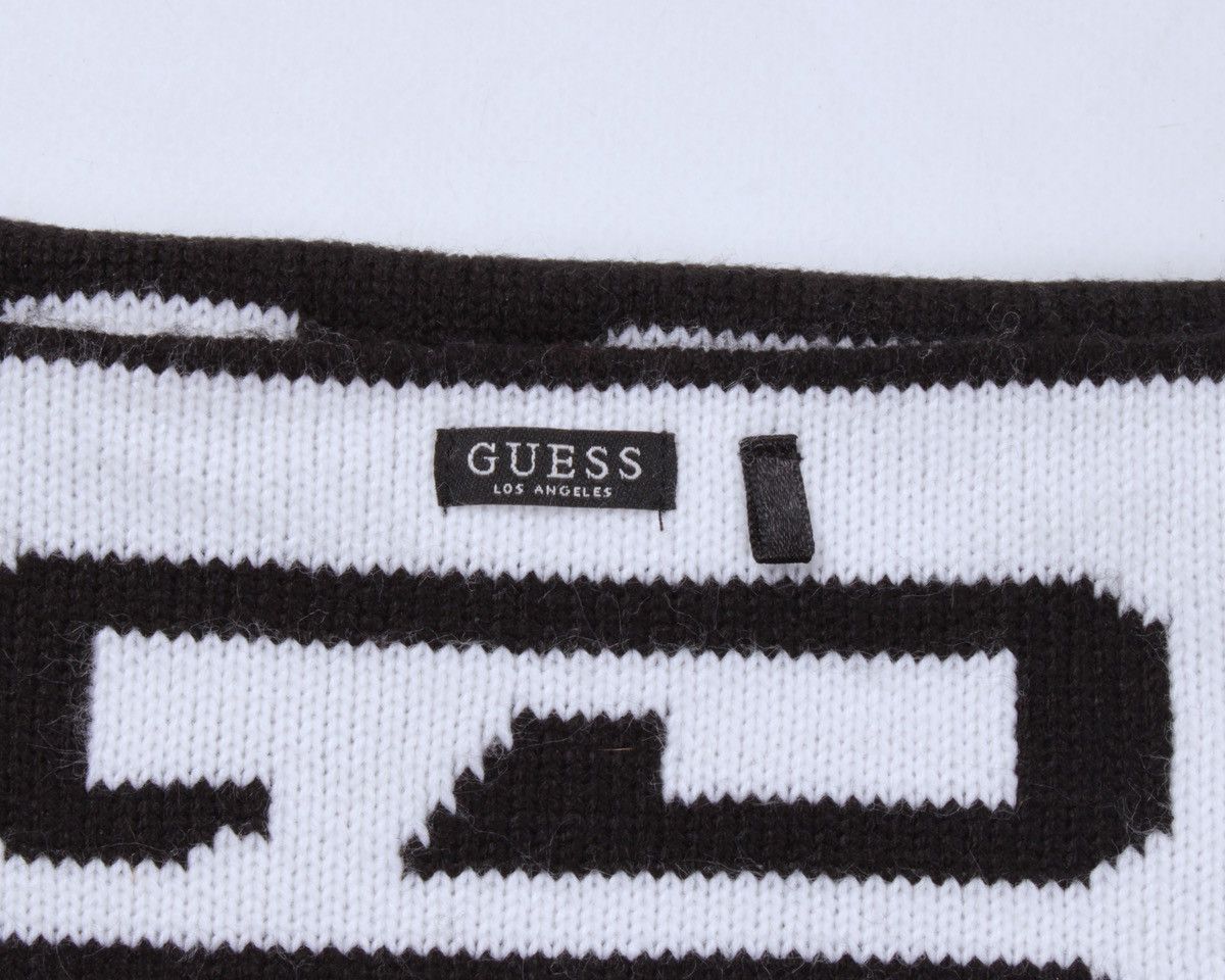 Designer × Guess GUESS Big Logo Acrylic Knitted Black White Scarf Size ONE SIZE - 6 Thumbnail
