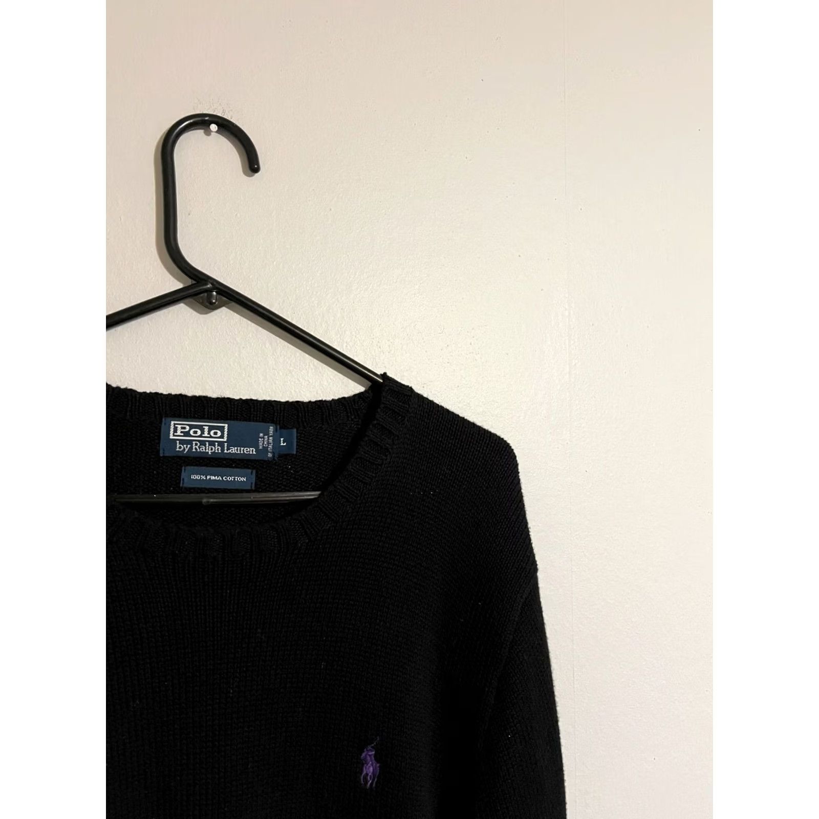 Polo Ralph Lauren VTG Polo Ralph Lauren Sweater Men's XL Black Pima Cotton Italian Yarn Pullover Size US XL / EU 56 / 4 - 2 Thumbnail