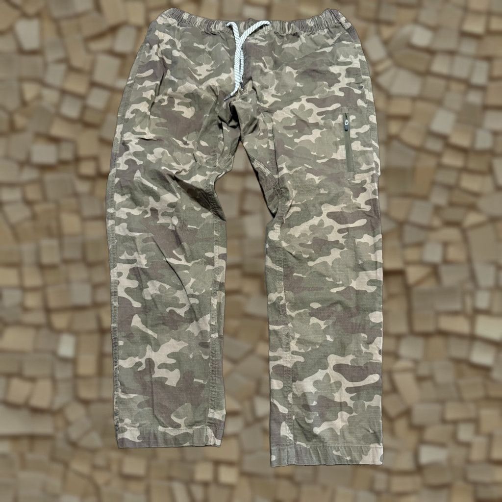 George George Pants Cargo Pants Men XL Camouflage Tie Waist Pull On Multicolor Green Brown Inseam 28.5 inches Size US 36 / EU 52 - 1 Thumbnail