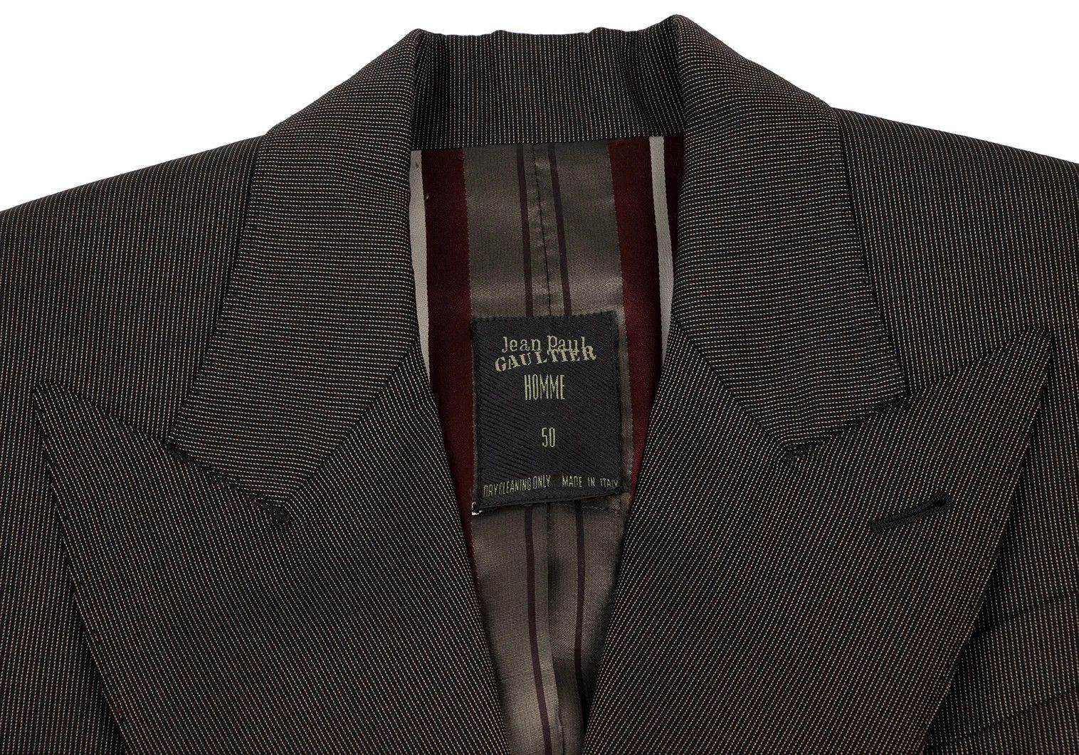 Jean Paul Gaultier Pinstripe Double Jacket in Black Brown, Size 50 Size US M / EU 48-50 / 2 - 3 Thumbnail
