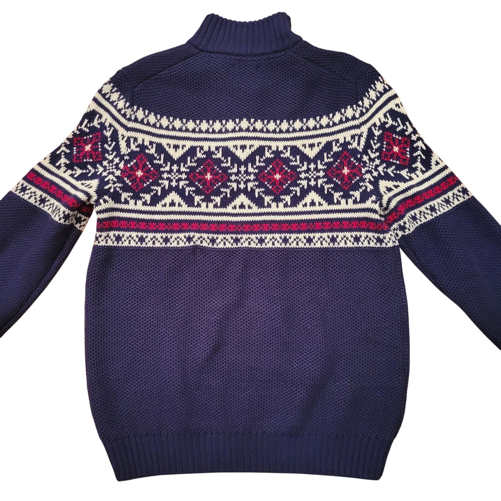 Izod Izod Fair Isle Quarter Zip Sweater M Classic Fit Blue Red Ho Size US M / EU 48-50 / 2 - 4 Thumbnail