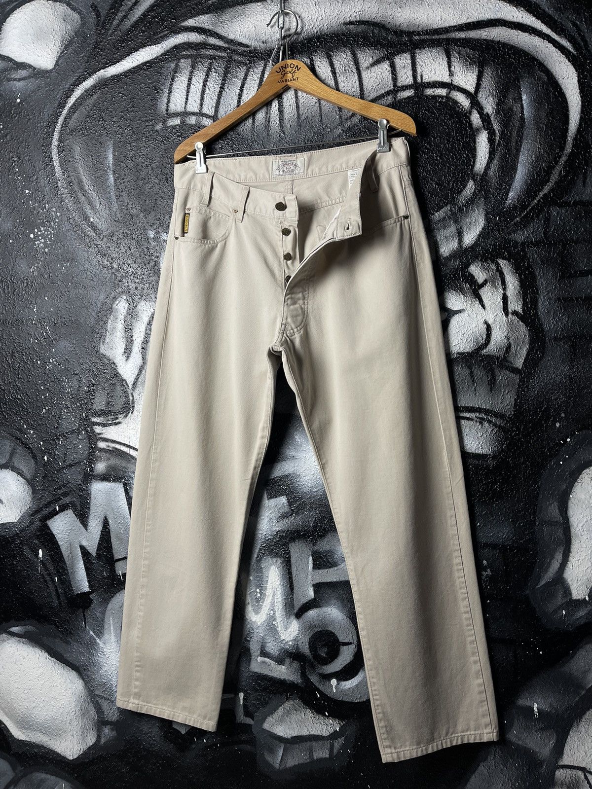 Armani Armani Jeans Vintage 90s Italian Beige Cotton Jeans Size 33 Size US 33 - 2 Thumbnail