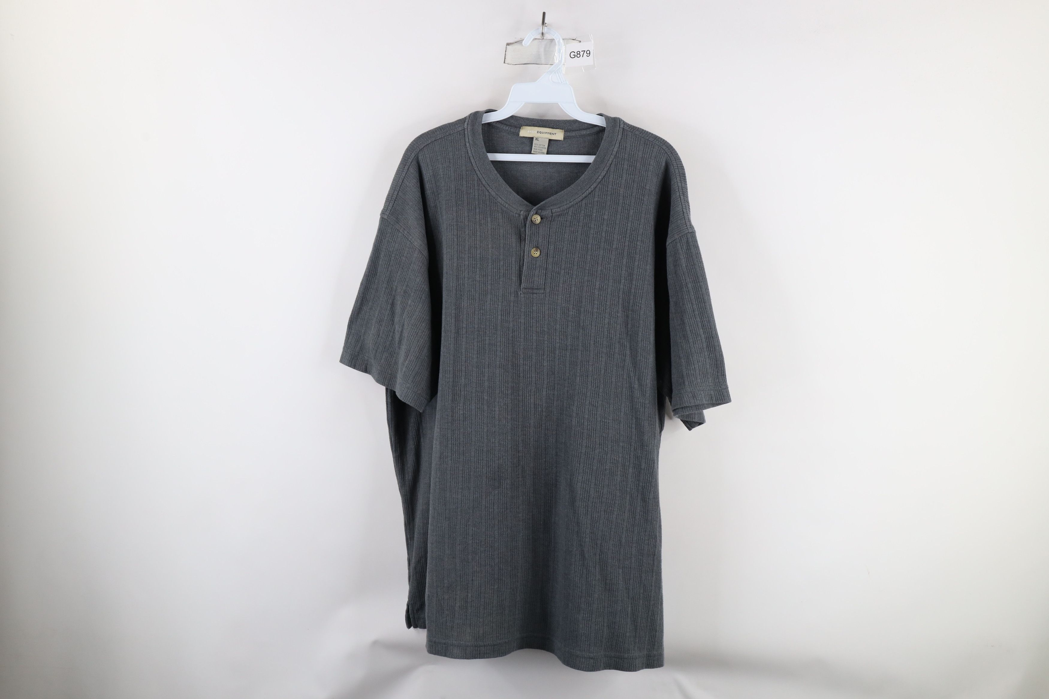 Vintage Vintage 90s Streetwear Baggy Fit Ribbed Knit Henley T-Shirt Size US XL / EU 56 / 4 - 1 Thumbnail