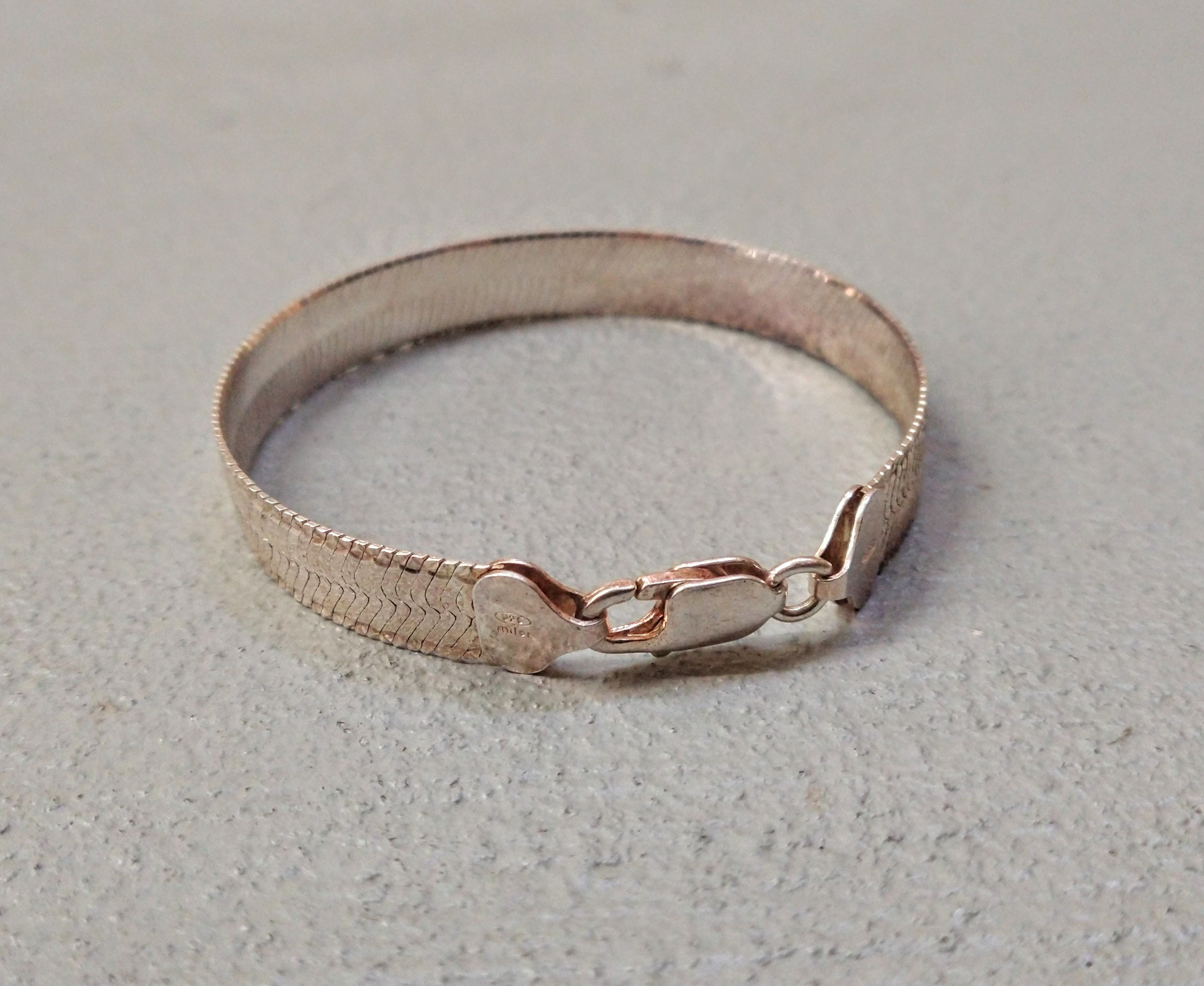 Vintage Sterling Silver Bracelet Herringbone Snake Chain