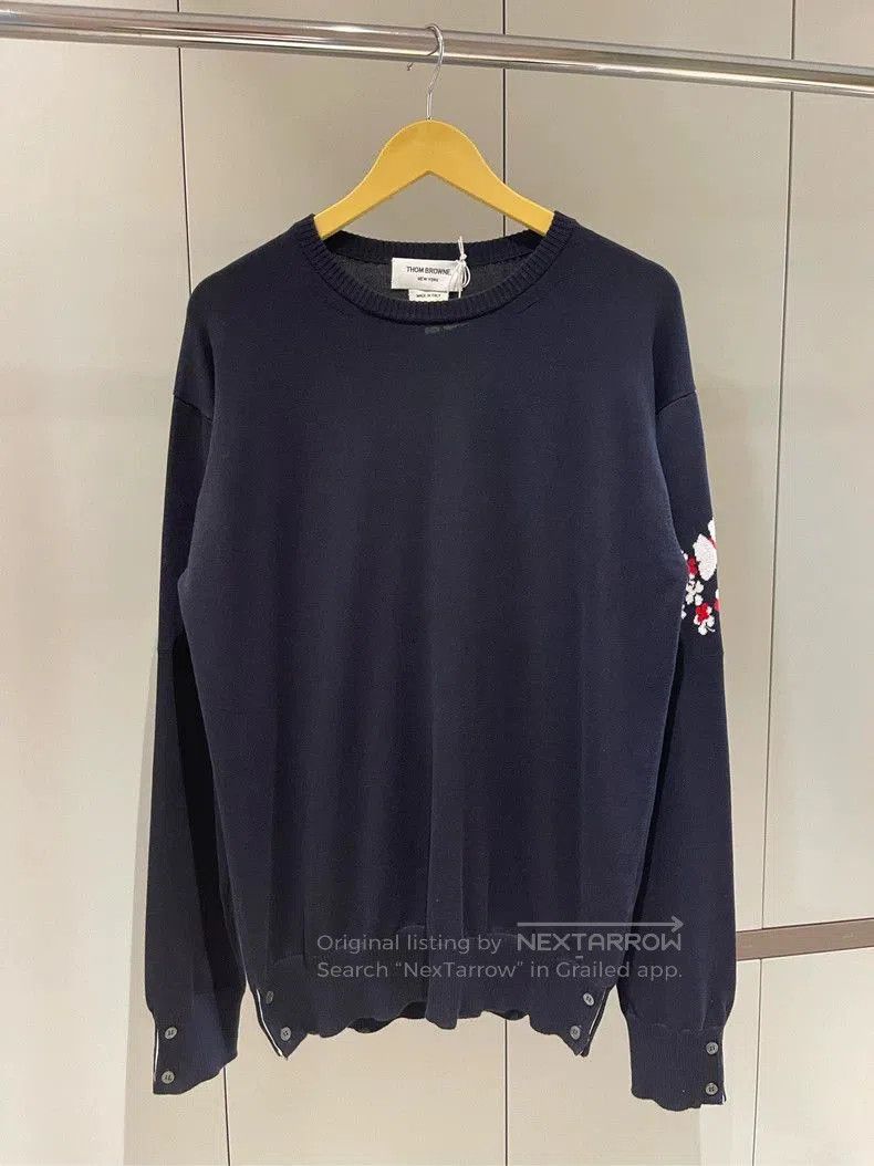 Thom Browne Thom Browne Navy Cherry Blossom Butterfly Sweater. Size US S / EU 44-46 / 1 - 2 Thumbnail