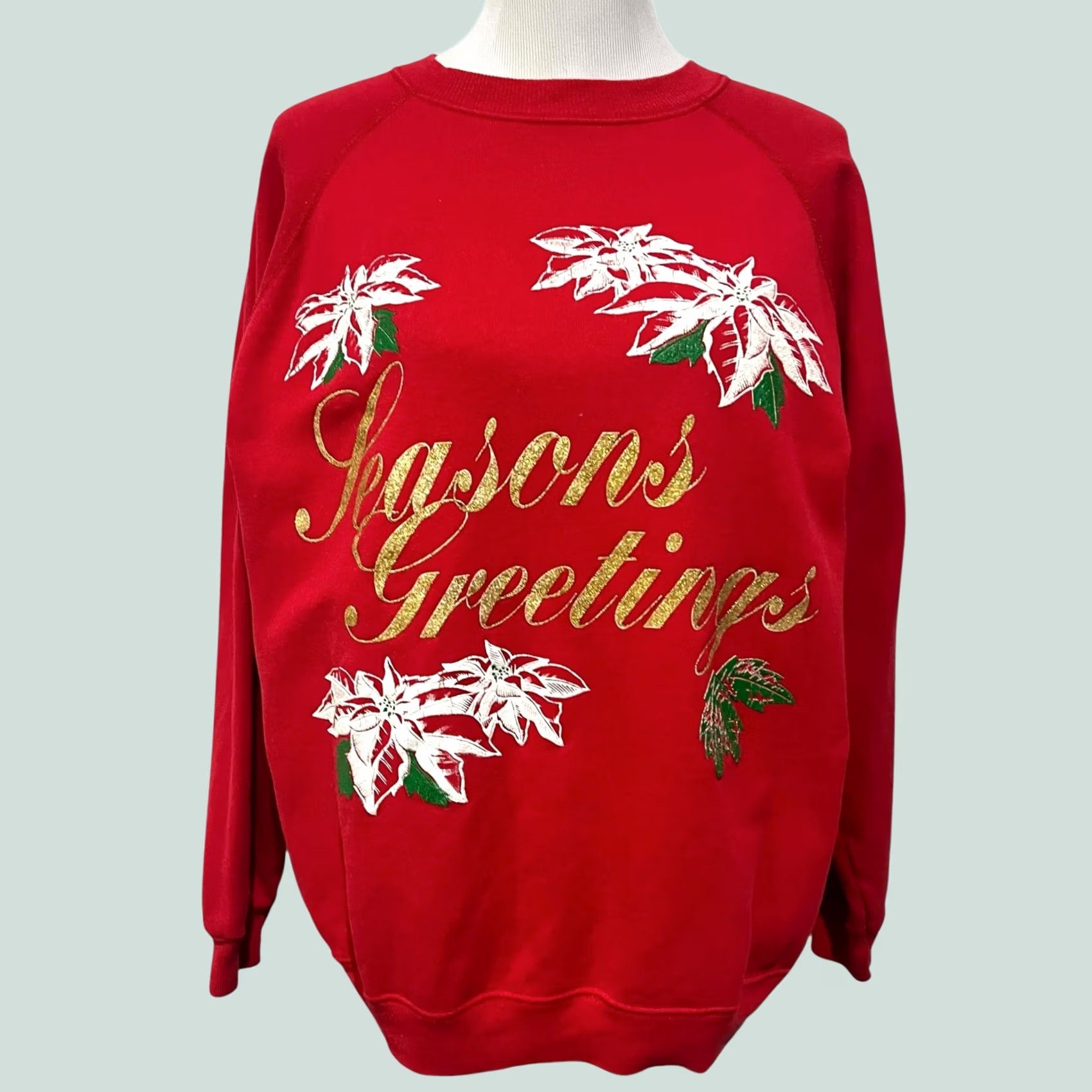 Hanes VINTAGE Hanes Red Sweatshirt Womens Christmas Crewneck Holiday 80s 90s Sz L Womens Holiday Crew Neck Sweatshirt Size L / US 10 / IT 46 - 1 Thumbnail