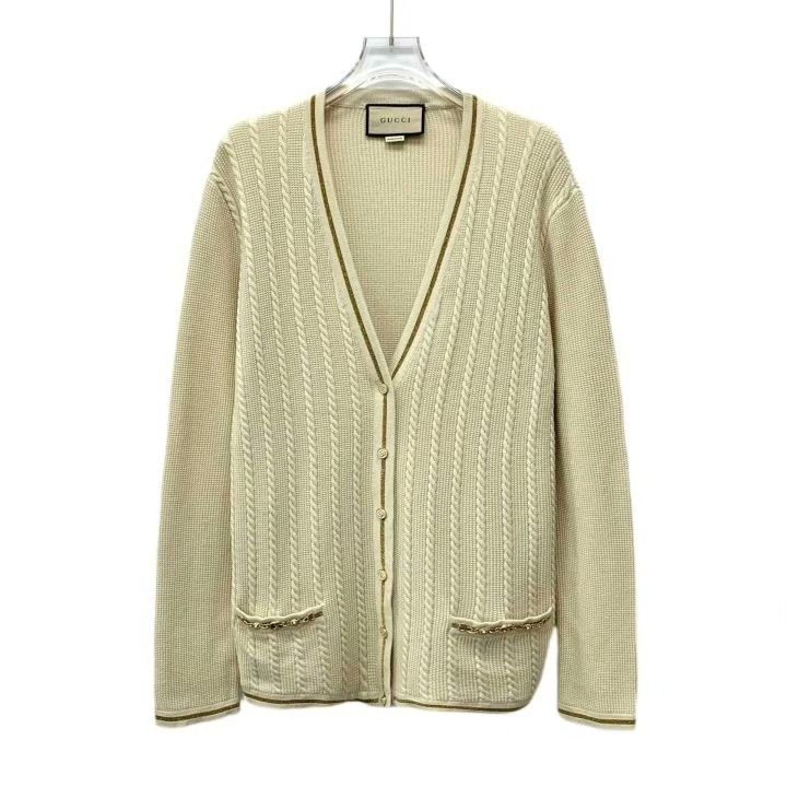 Gucci Gucci Beige Wool V-Neck Cardigan Size S / US 4 / IT 40 - 1 Thumbnail