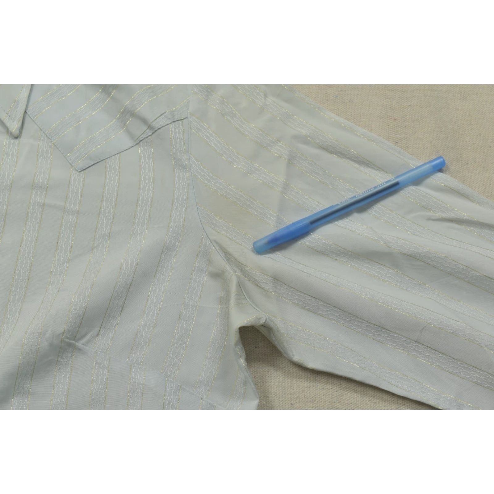 Vintage VINTAGE Unbranded Western Shirt Long Sleeve Pearl Snap Striped Blue Silver Metallic 2XL Womens Size XXL / US 16-18 / IT 52-54 - 5 Thumbnail